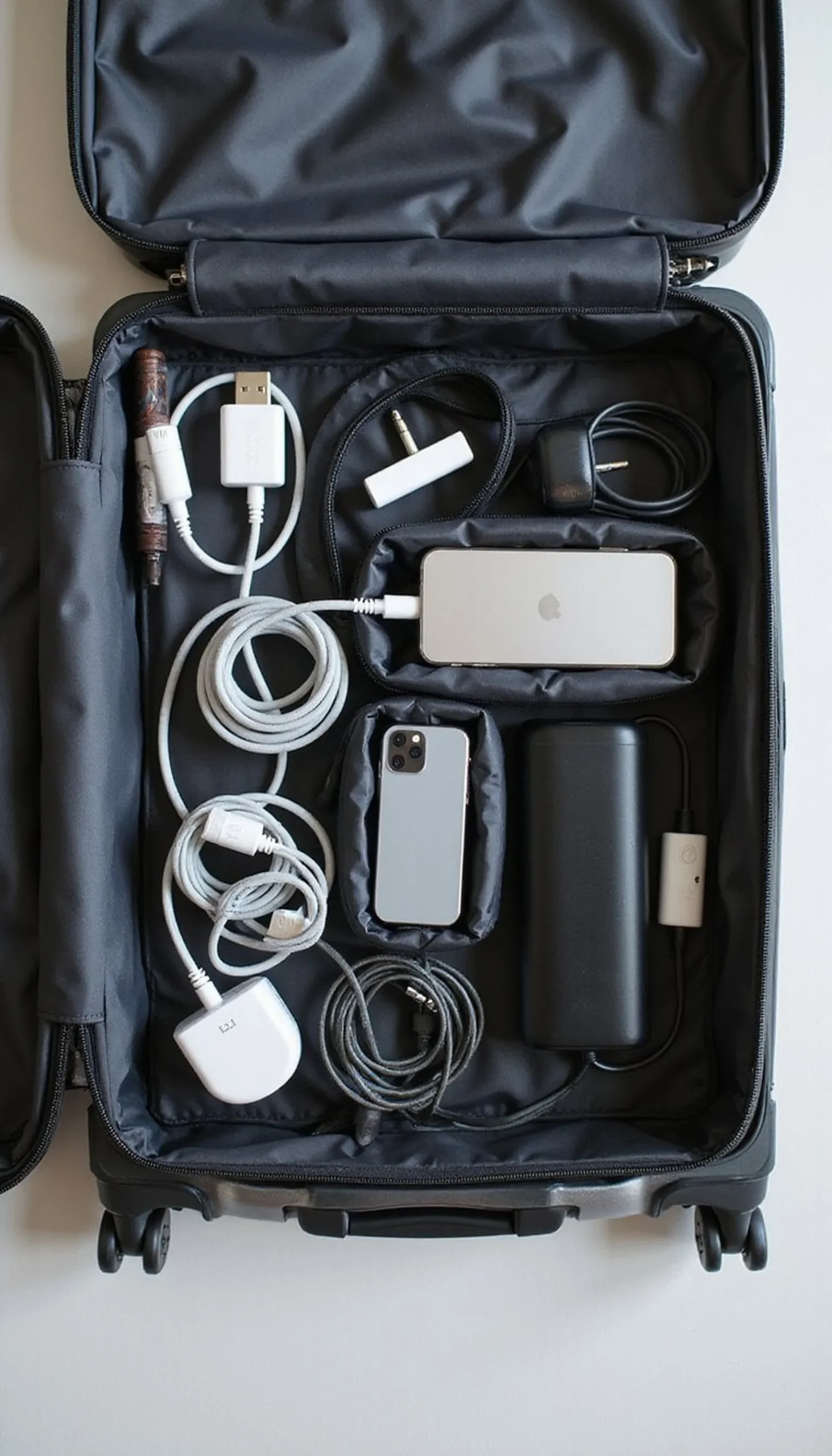 Small electronics organizer for cables and adapters