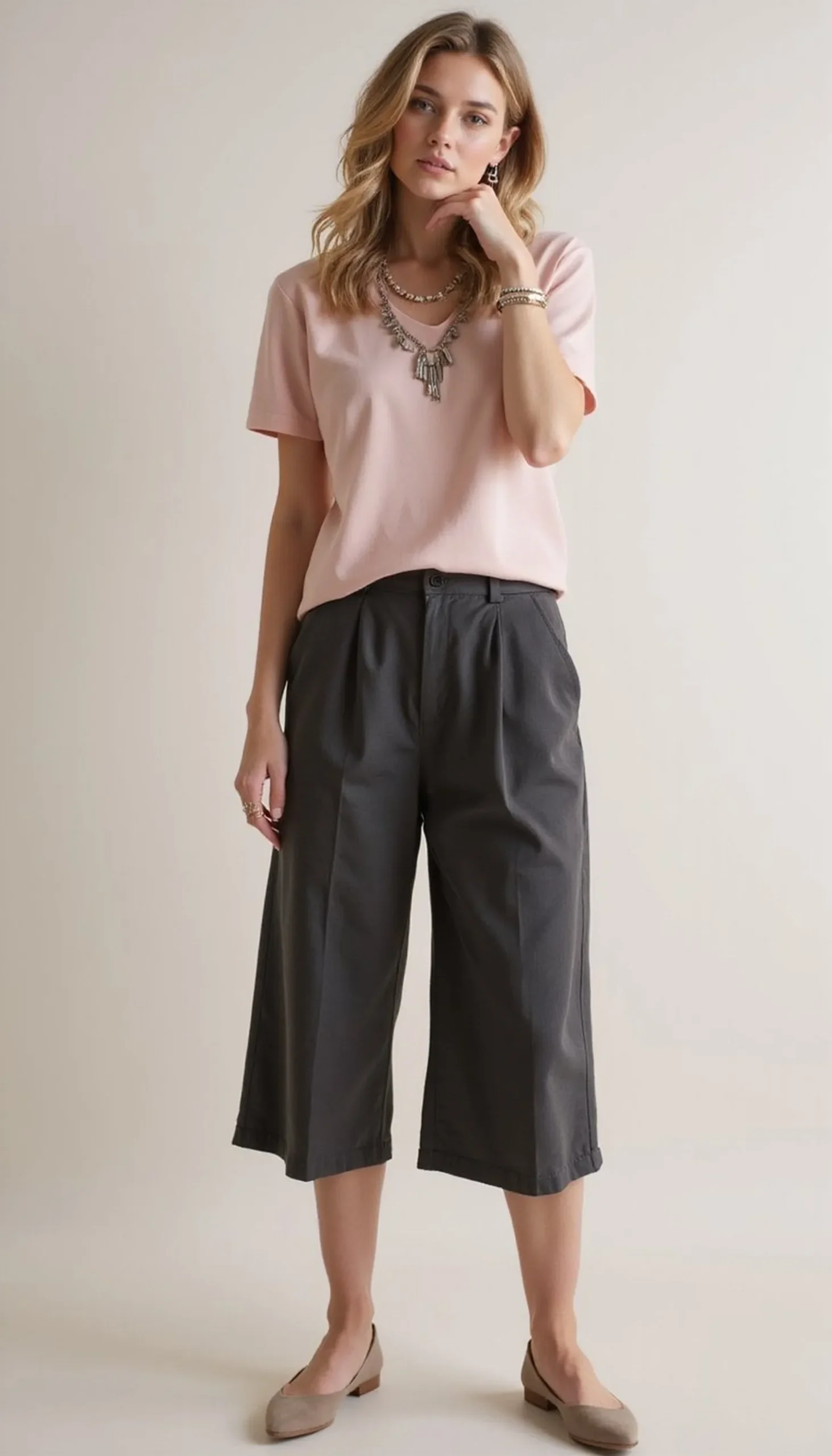 Culottes and fitted top for modern office ease