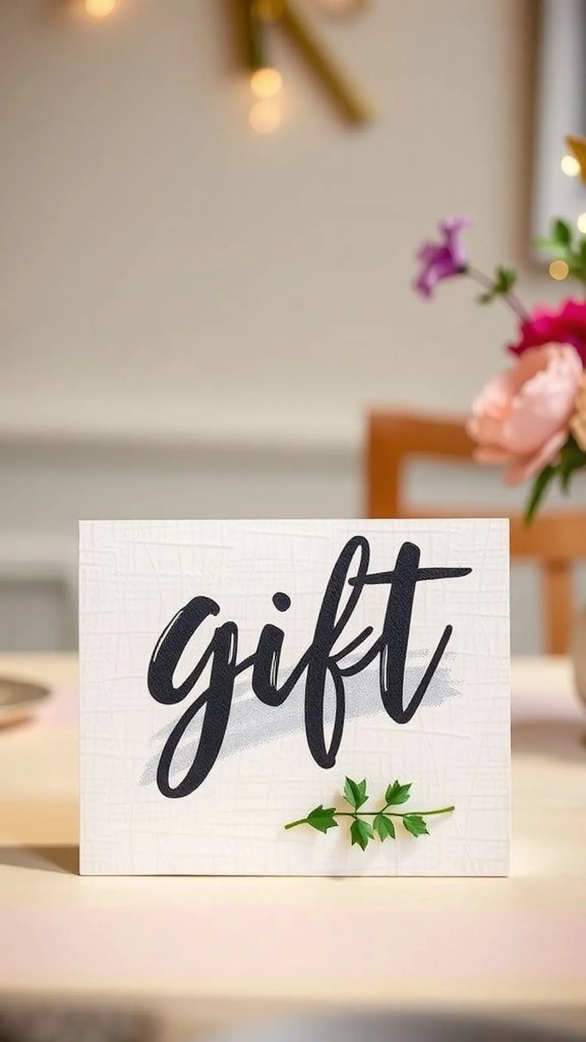 DIY gift table signage with handcrafted lettering
