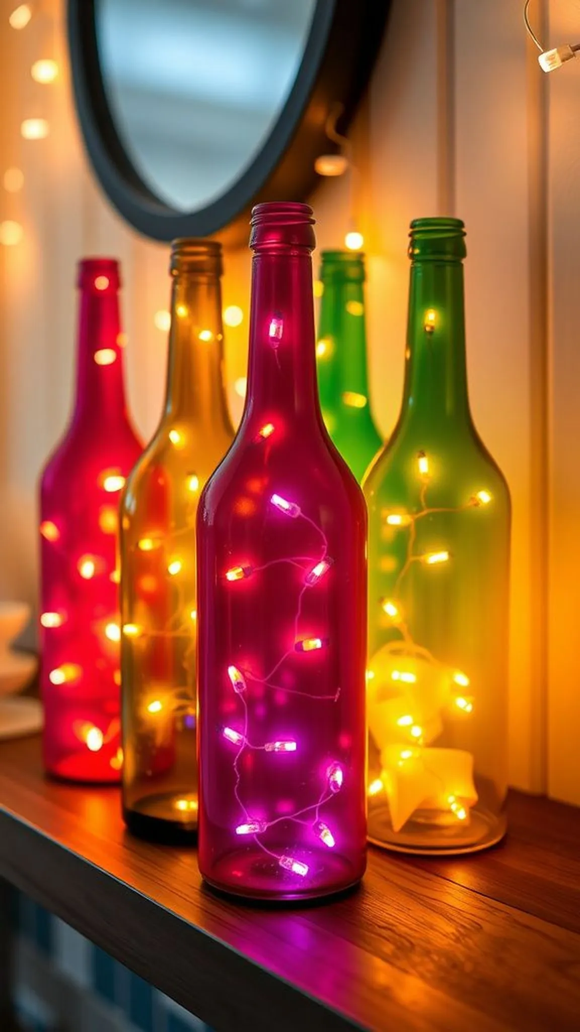 LED bottle lights painted in classic school colors