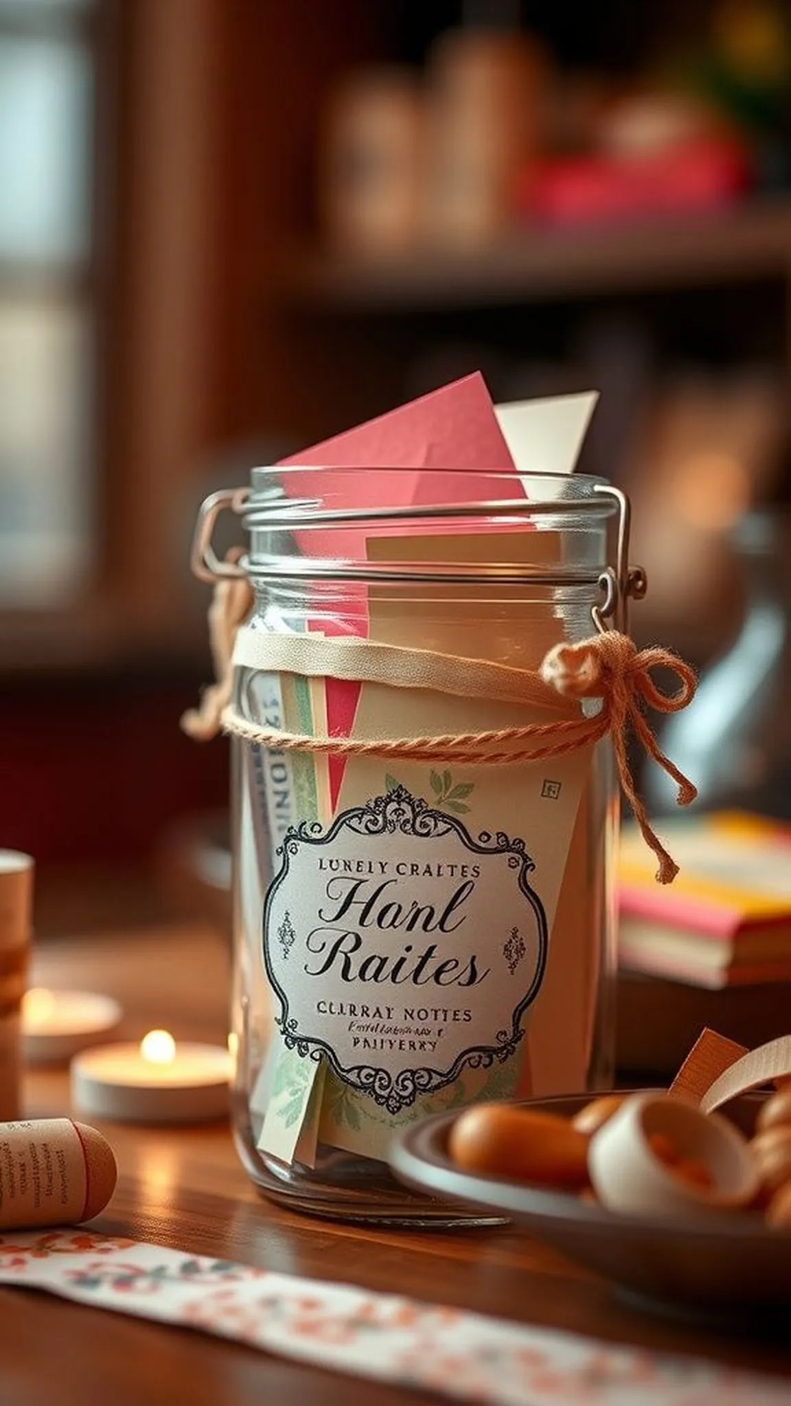 Memory jar for heartfelt notes and keepsakes