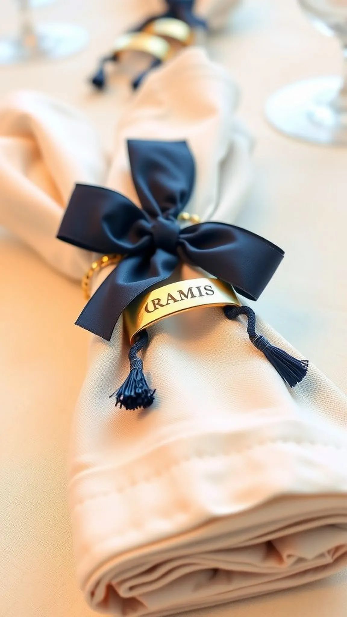 Personalized napkin rings with tiny tassel surprises