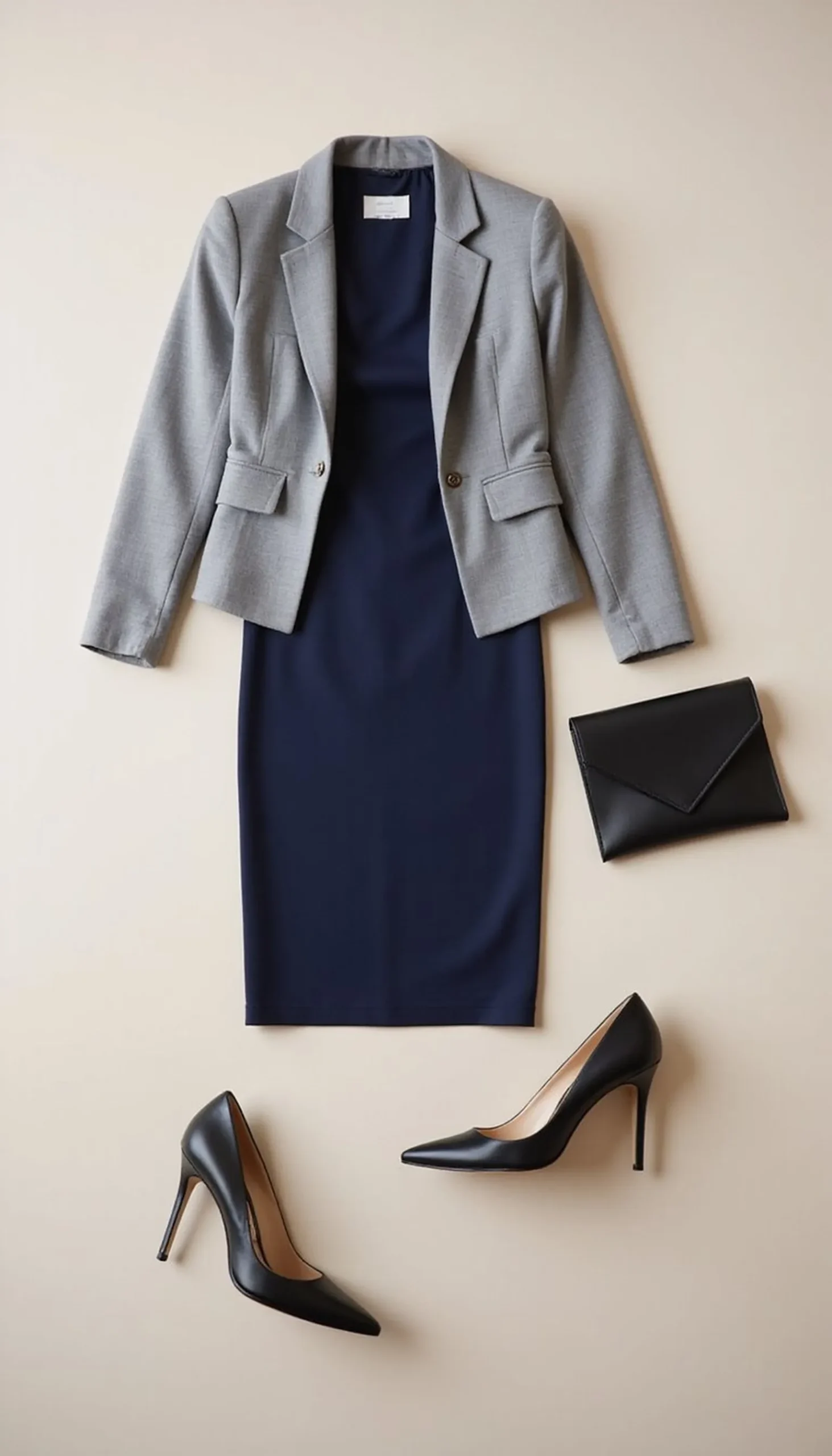 Chic evening outfit: light blazer over a fitted dress