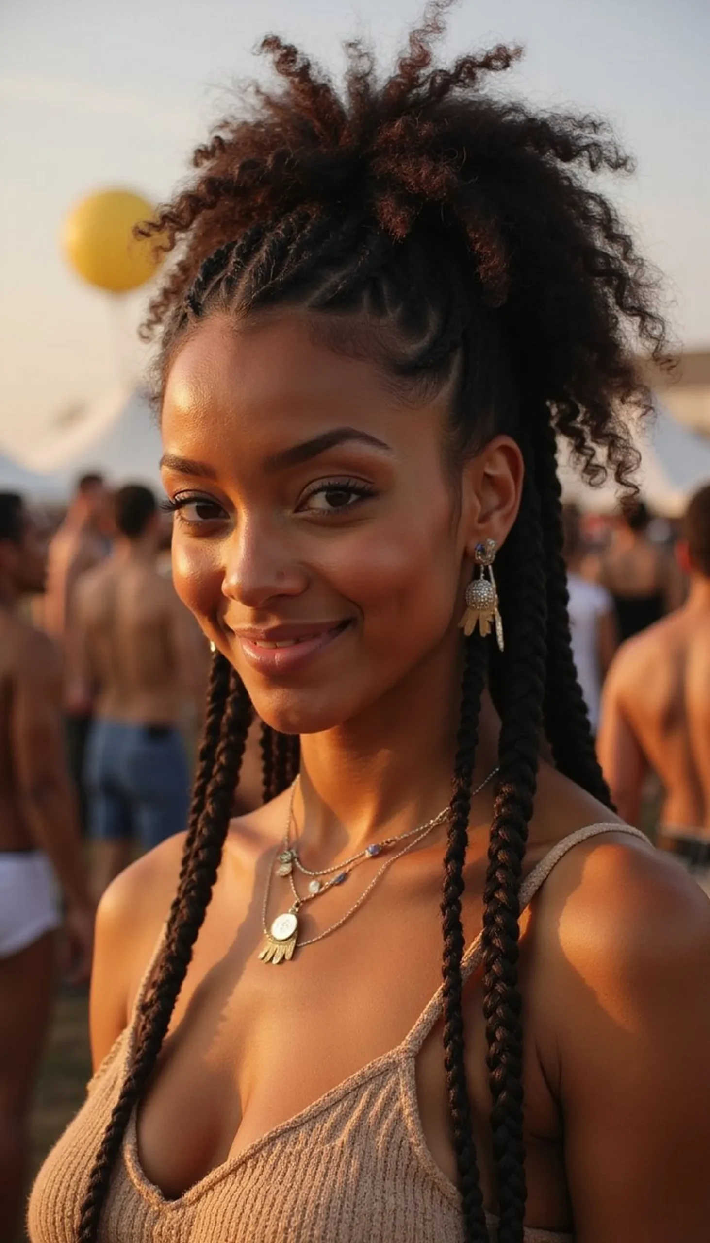 Accent Cornrow Into Curly High Ponytail