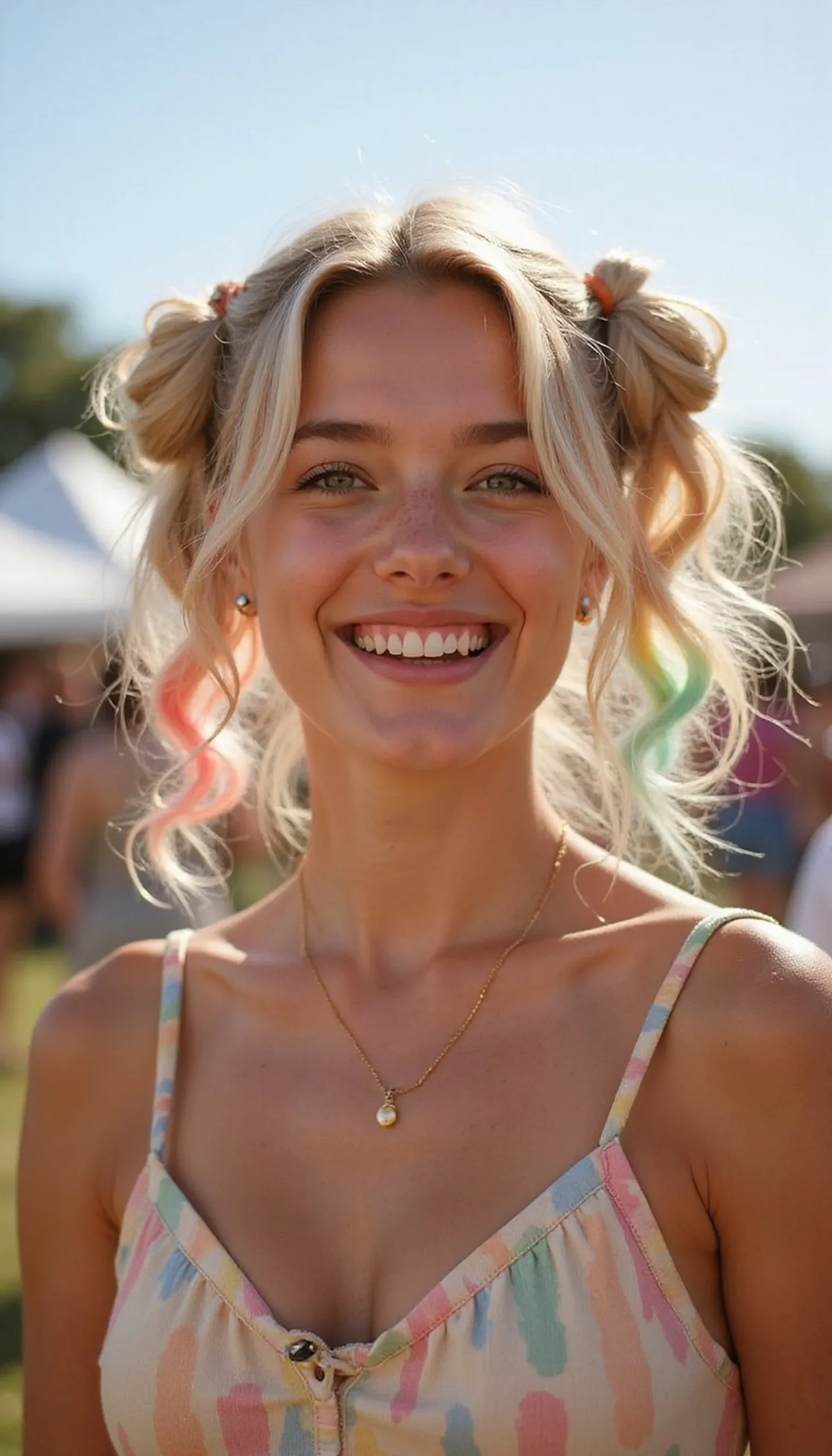 Bubble Ponytails With Rainbow Pastel Accents