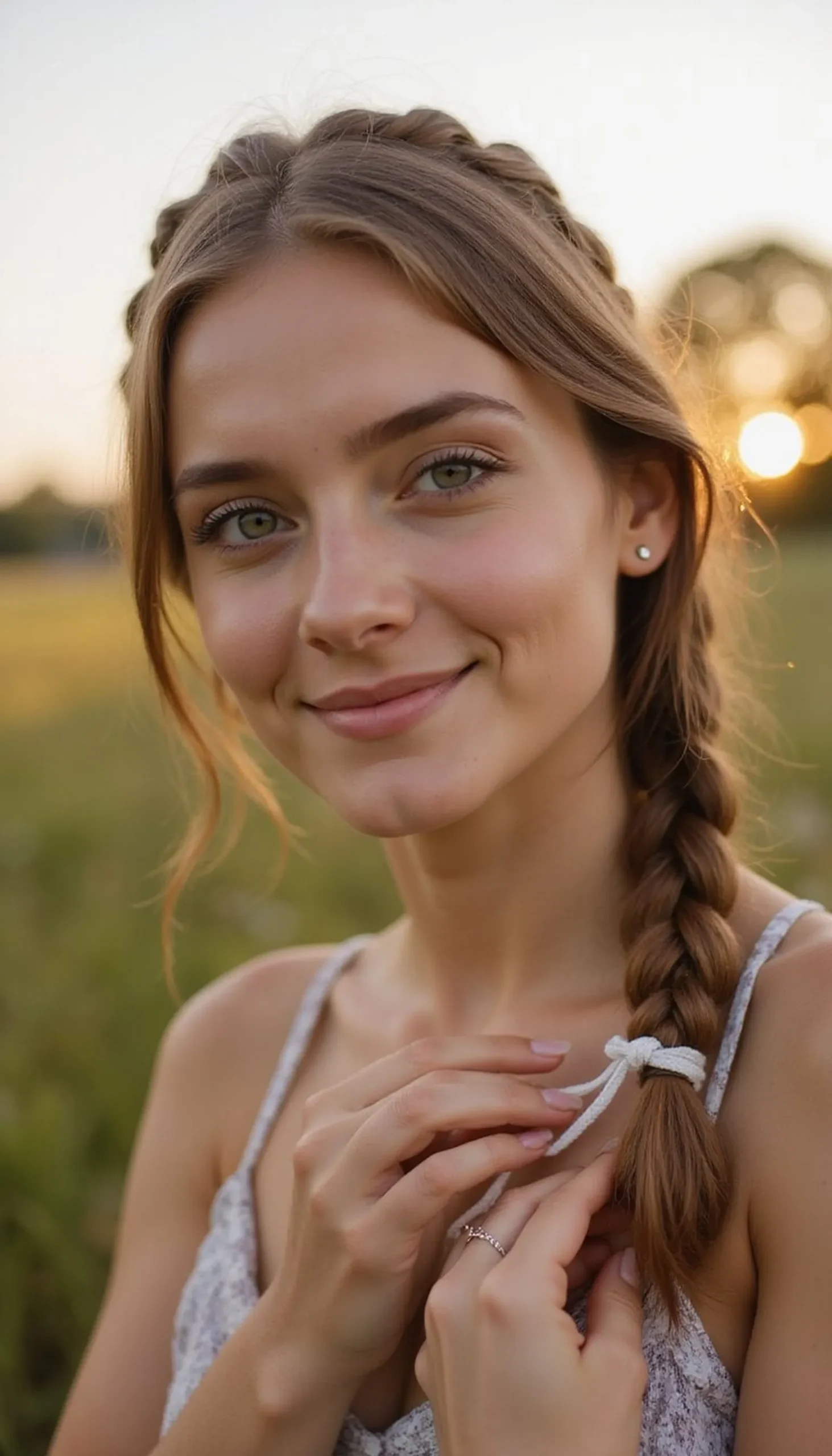 Dutch Crown Braids With Ribbon Weave Detail