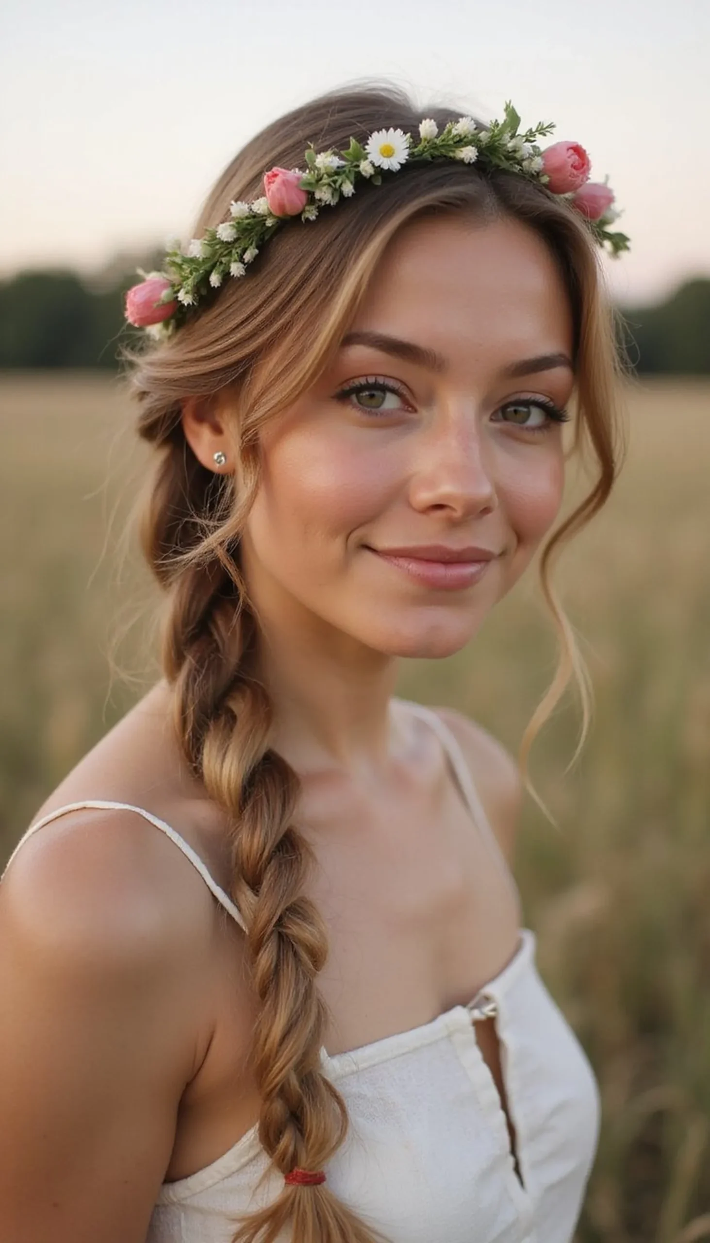Flower Crown Halo Braid With Face-Framing Tendrils