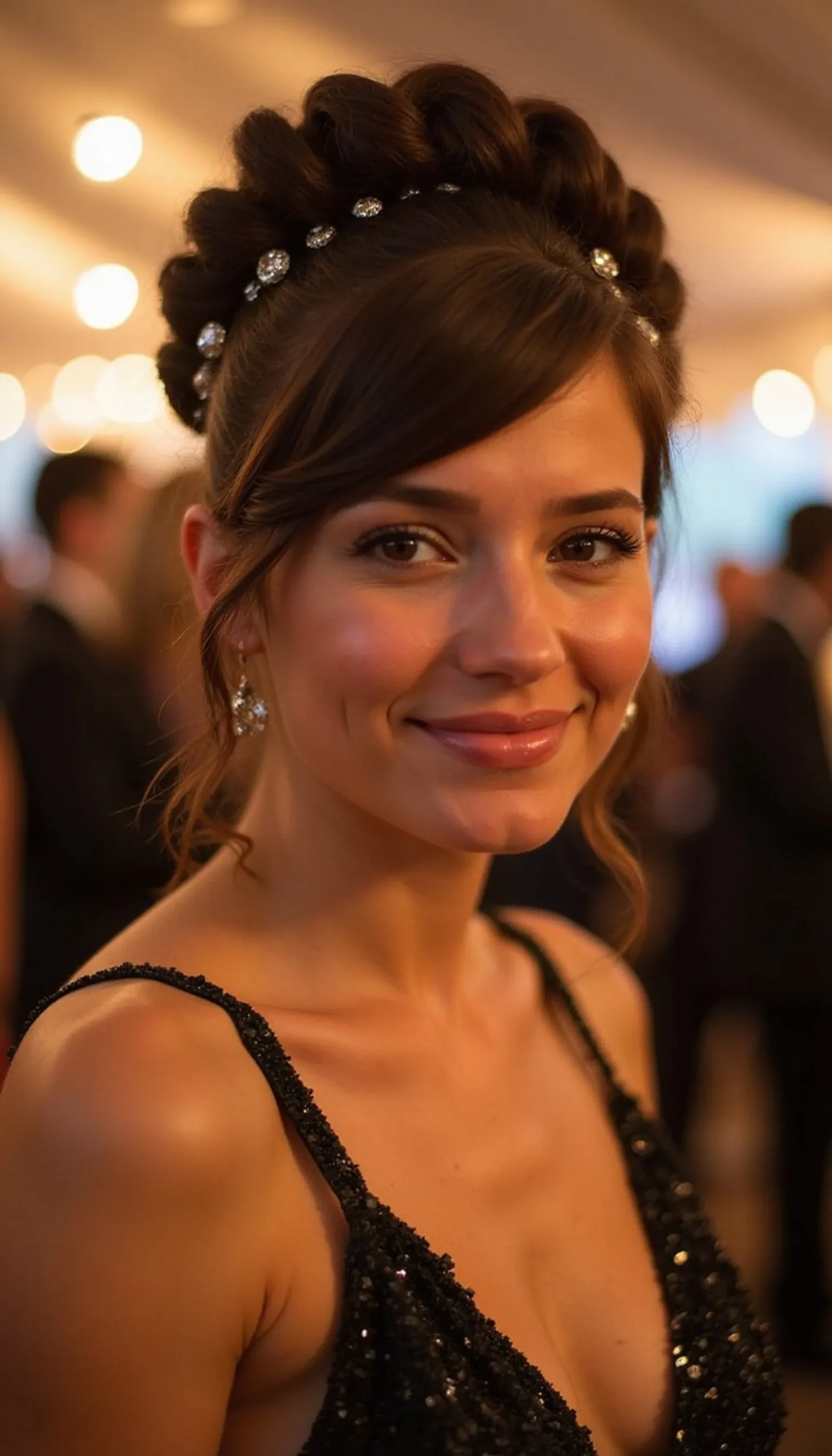 Twisted Halo Updo With Sparkly Pin Details