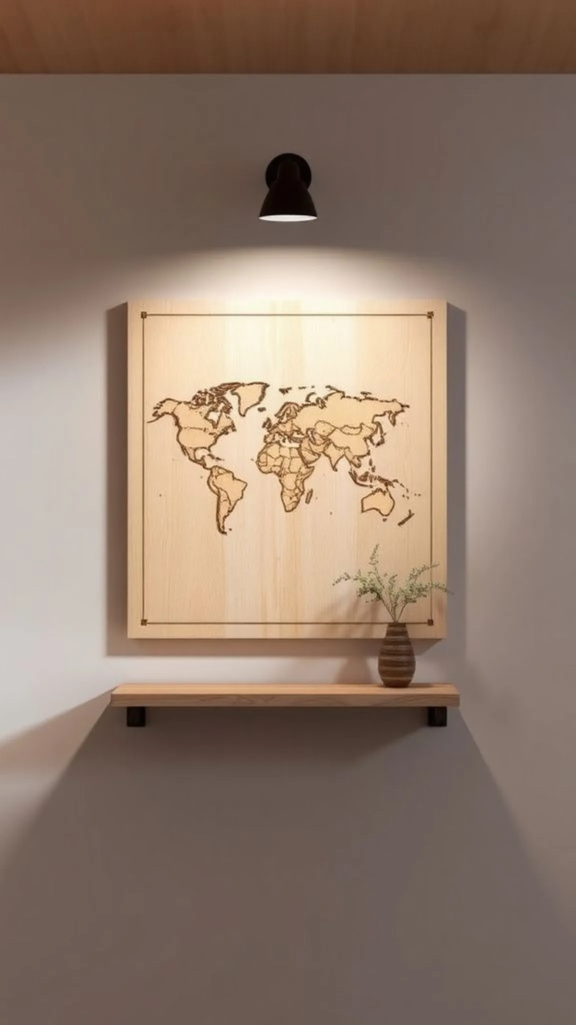 Customized map-etched wooden wall plaque