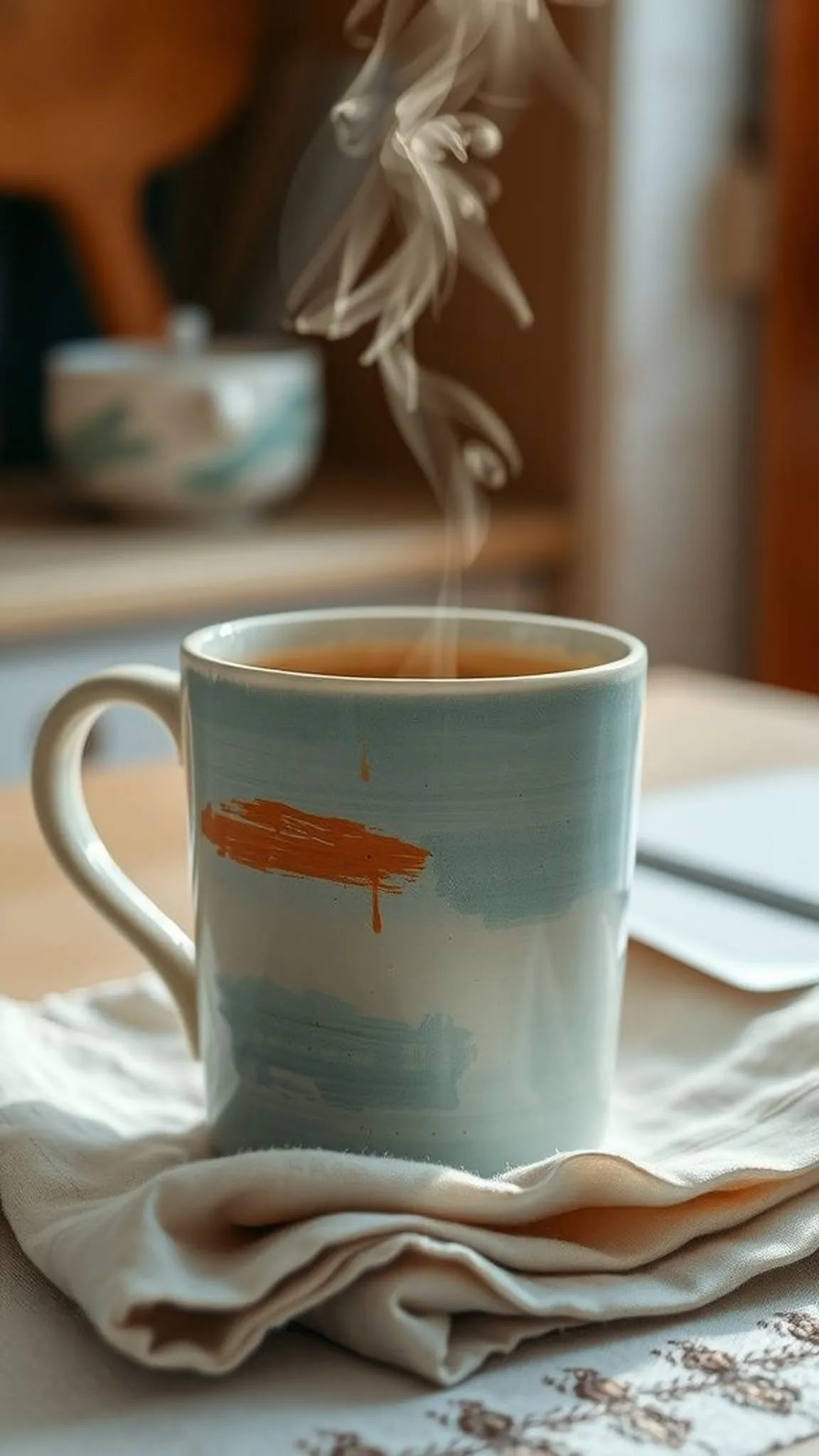 Hand-painted ceramic mug with messy brush strokes