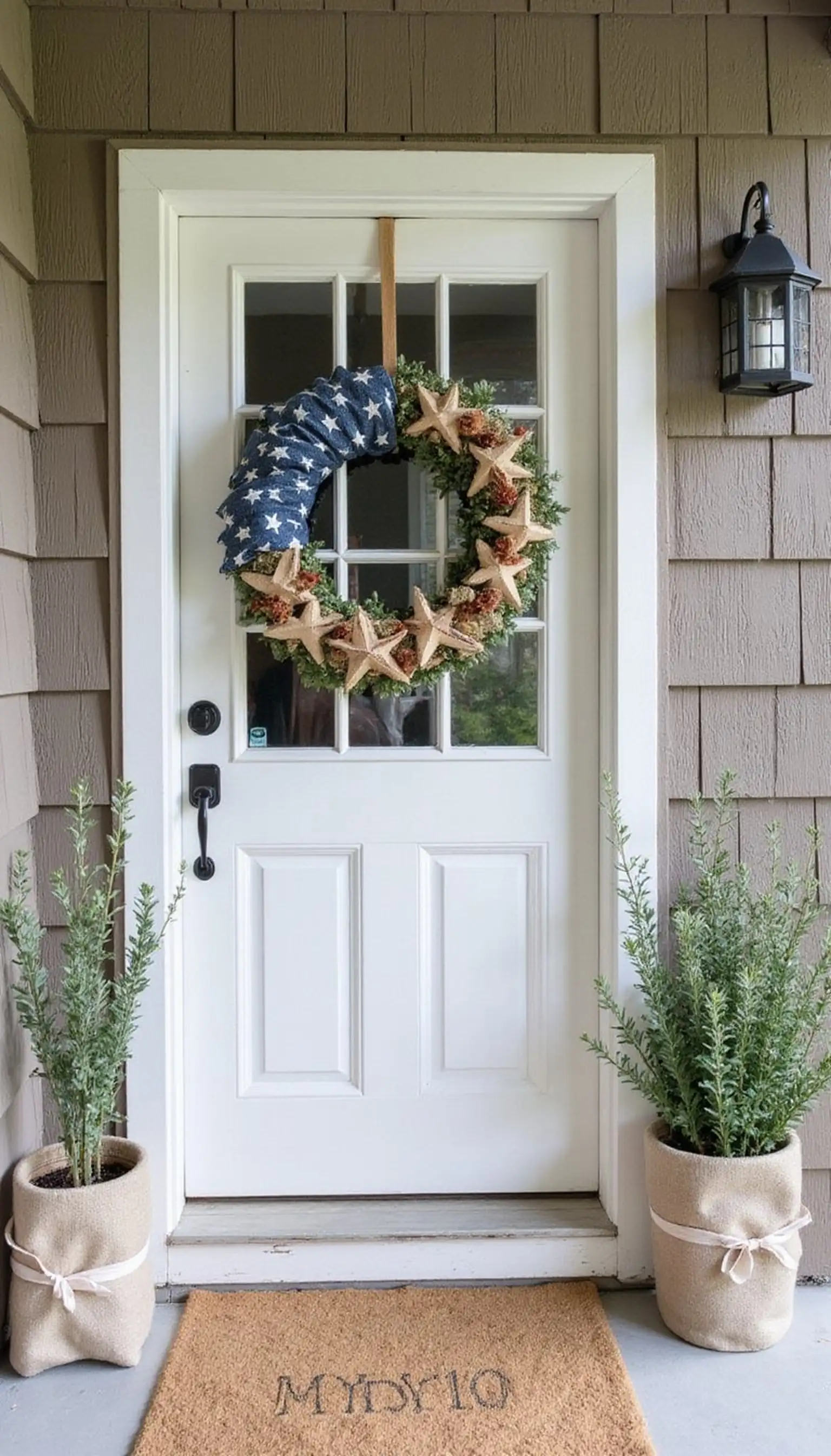 Large Flag-Inspired Wreath with Natural Sprigs