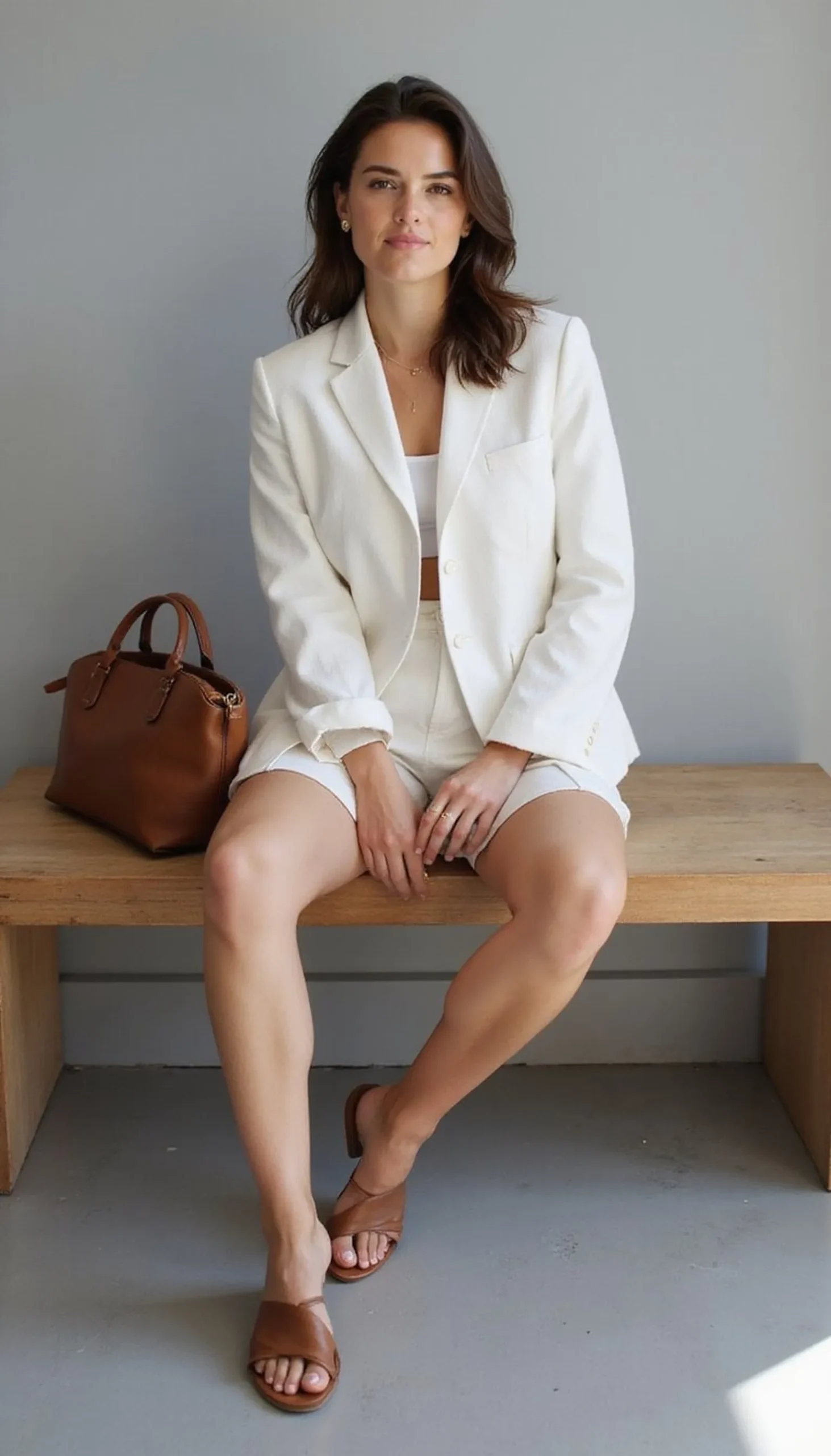 Lightweight blazer with tailored shorts outfit