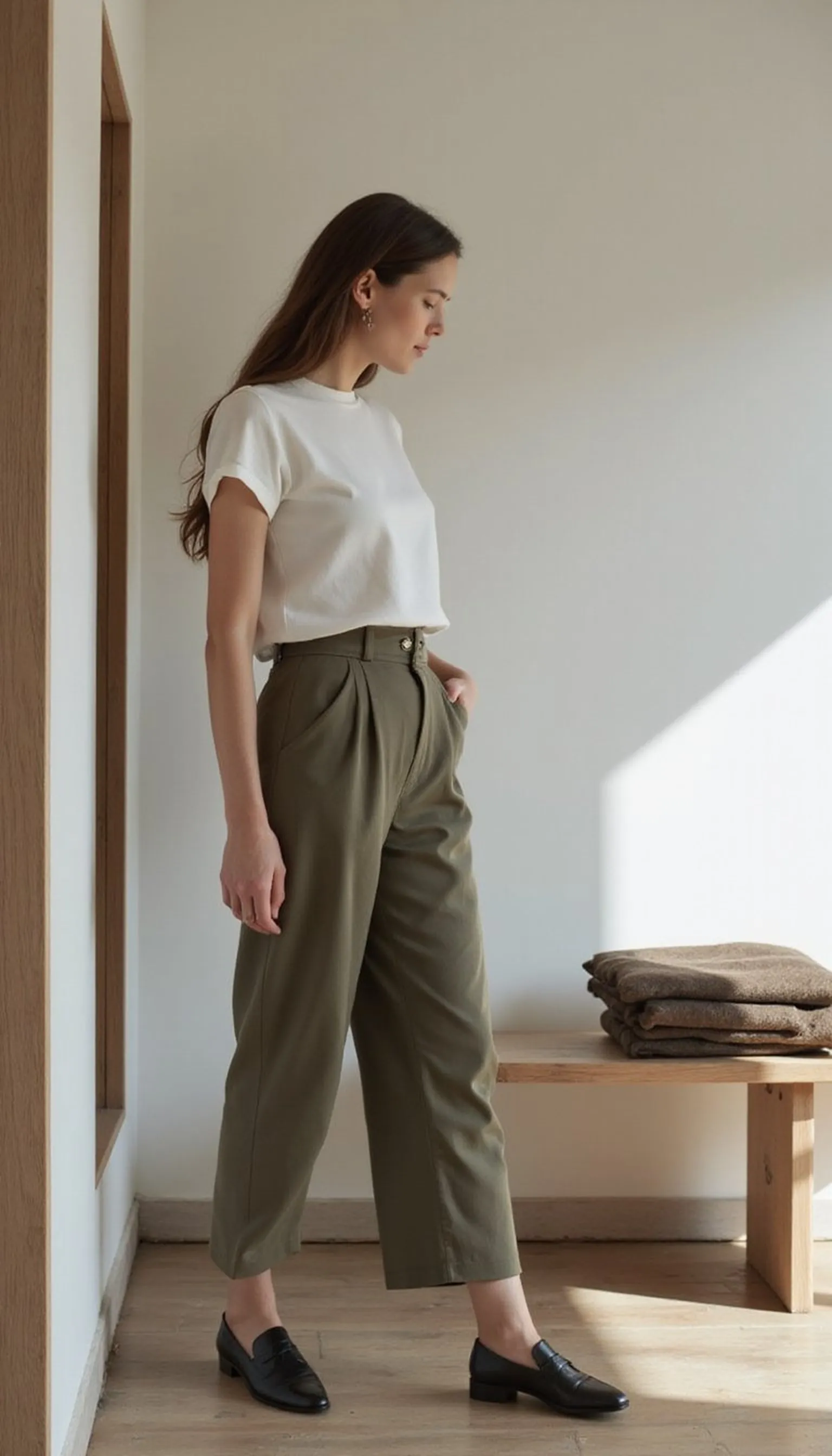 Cropped blouse and high-waist culottes combo