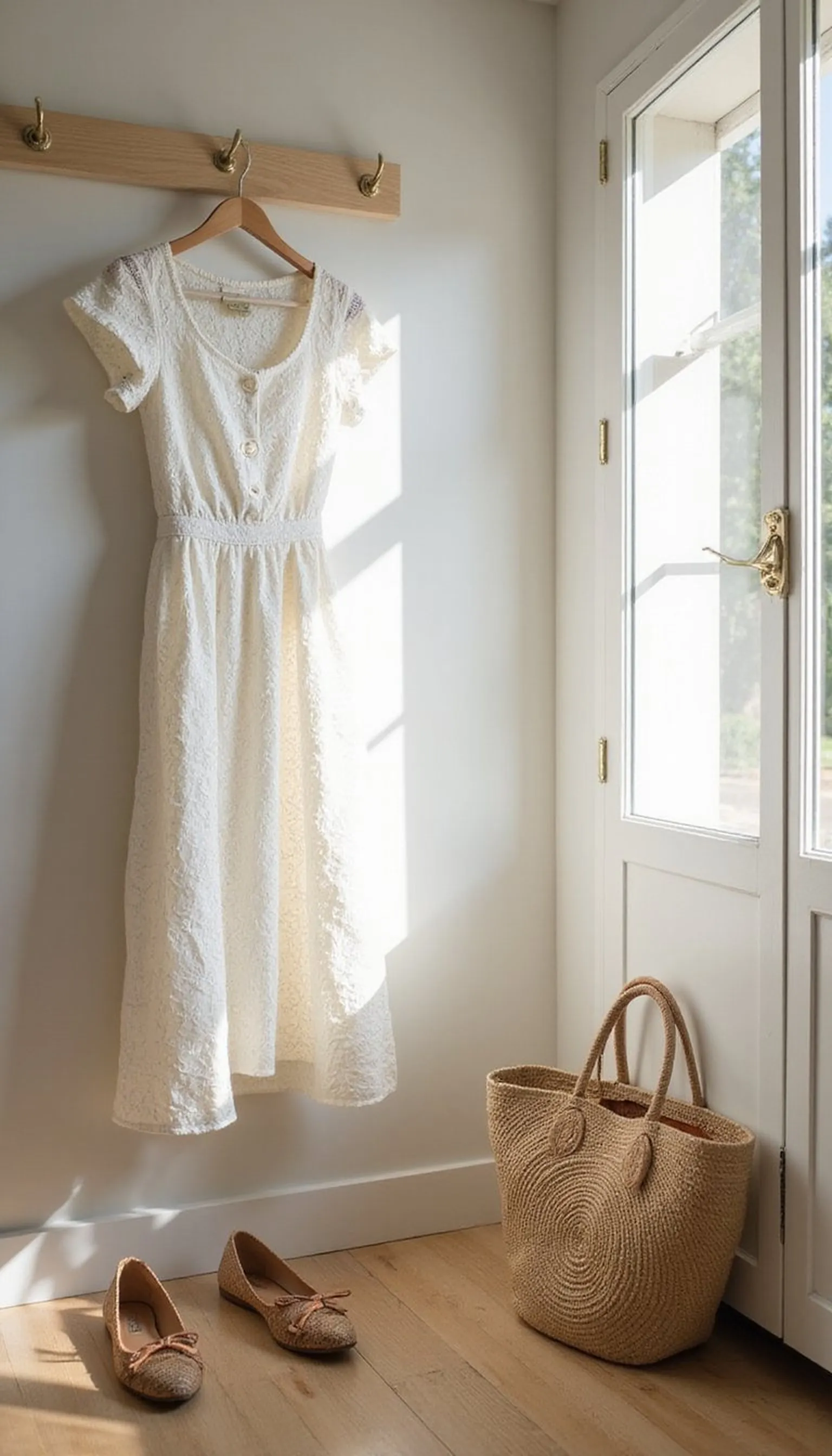 Eyelet feminine dress with delicate details