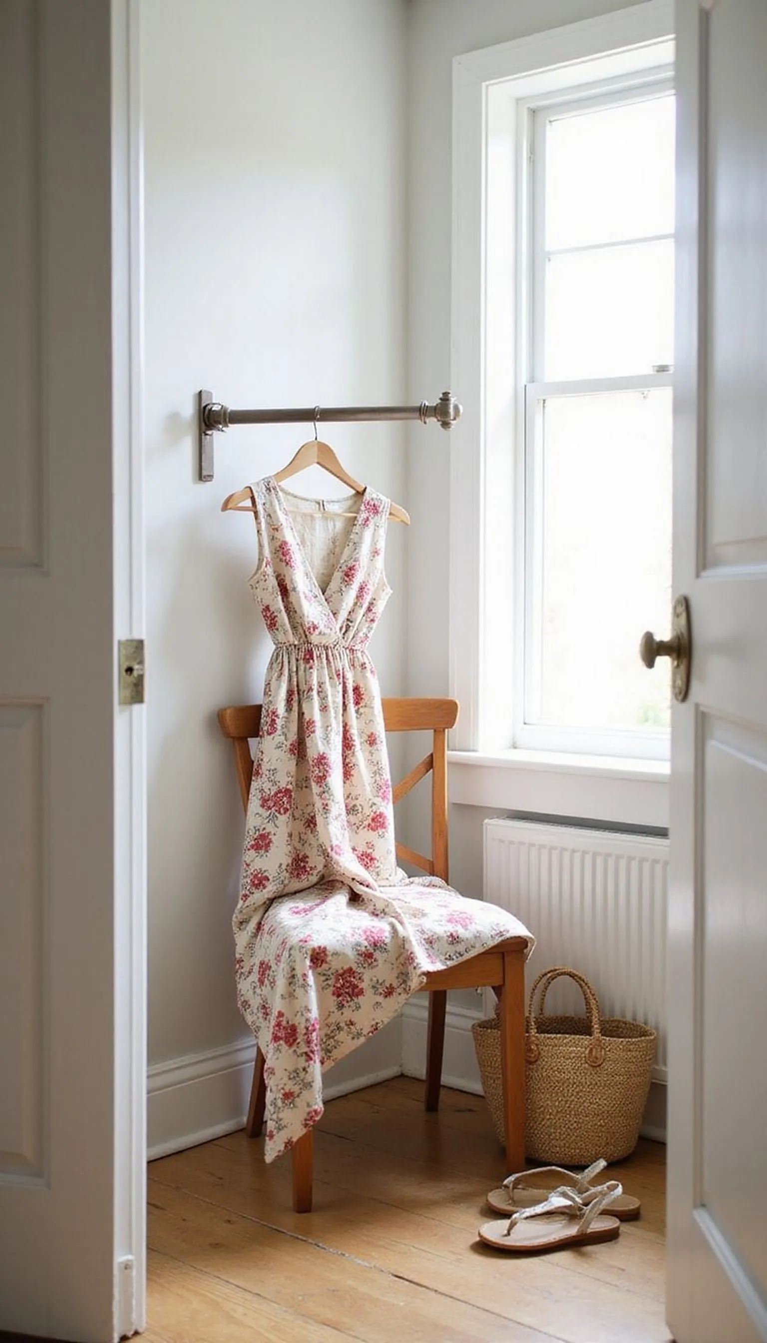 Floral midi dress with lightweight layers