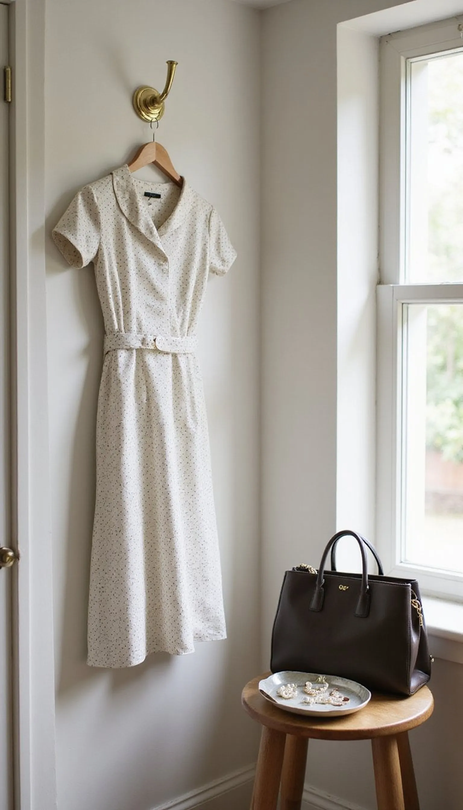Polka dot tea dress with vintage accessories