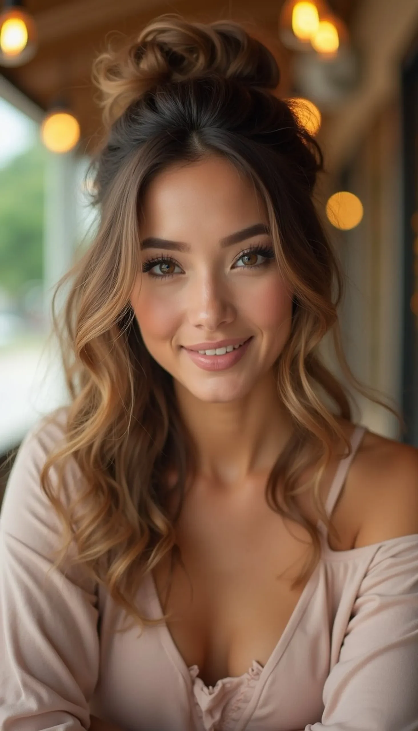 Half-Up Twist With Subtle Volume And Bounce