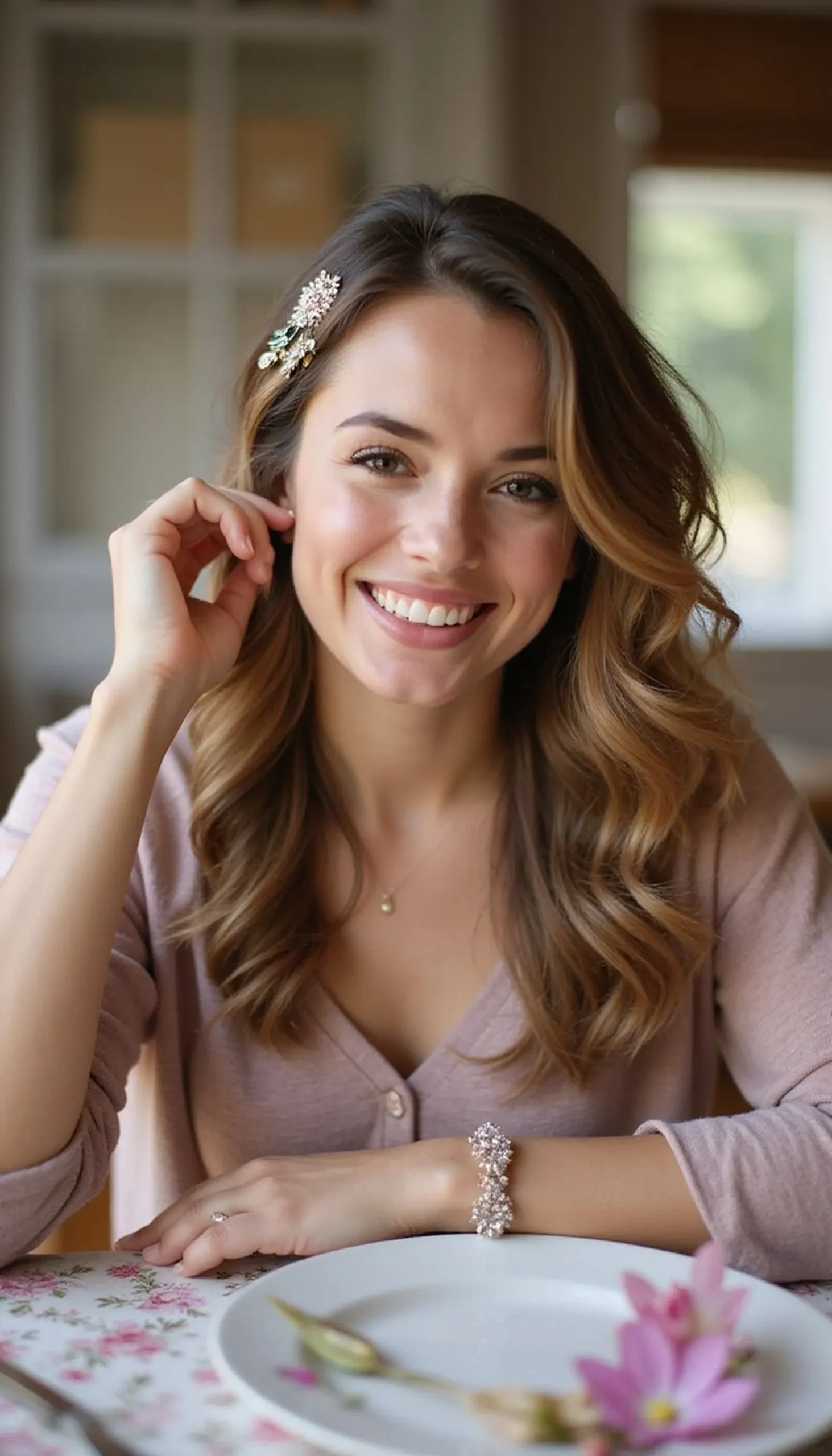Romantic Side-Swept Curls With Sparkle Clip