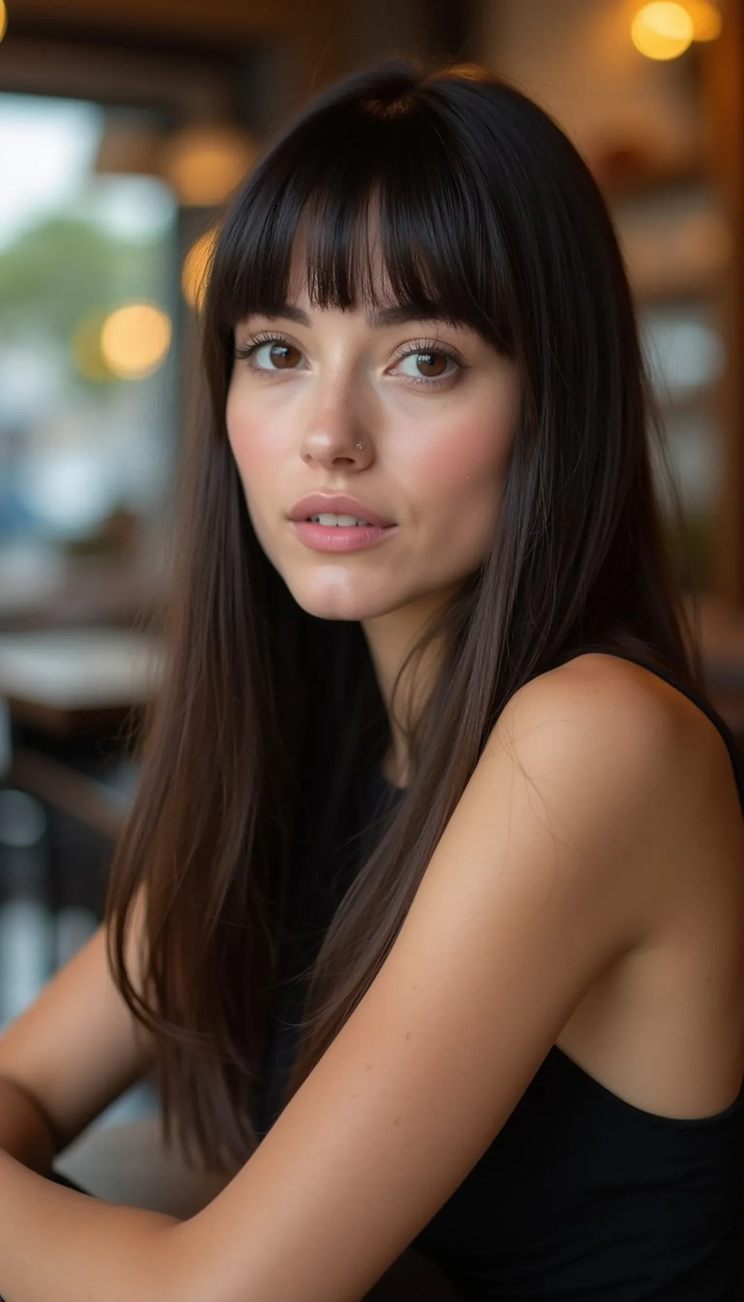 Sleek Straight Lob With Blunt Ends For Edge