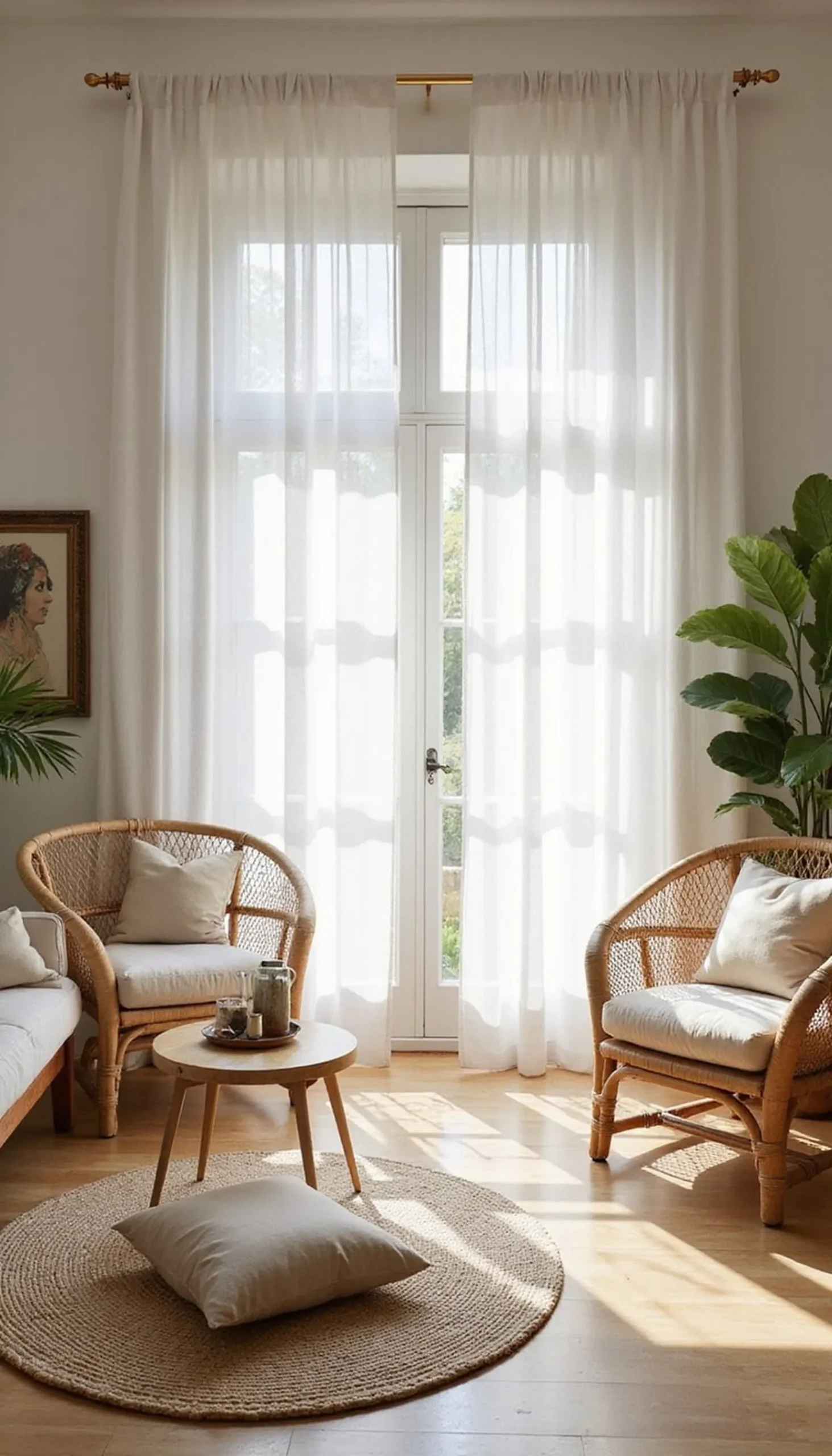 Natural light and sheer curtains for airy layers