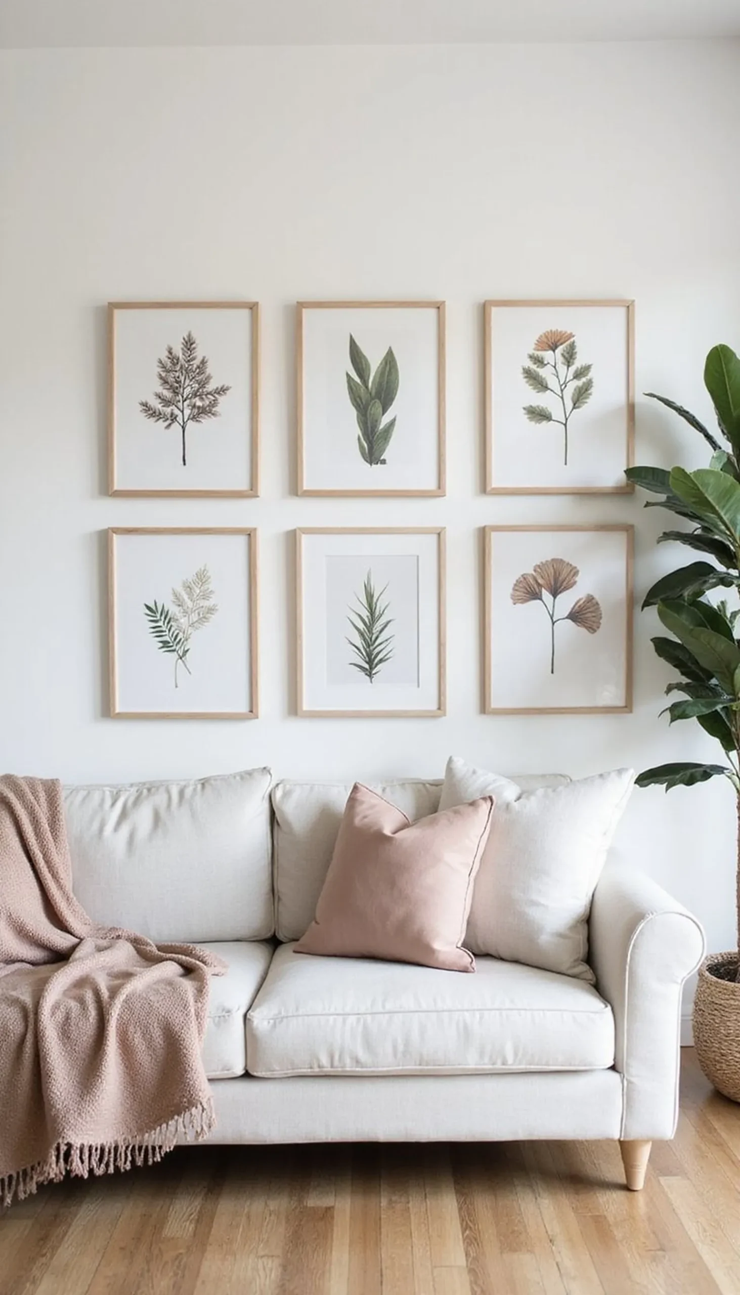 Simple gallery wall with natural art prints