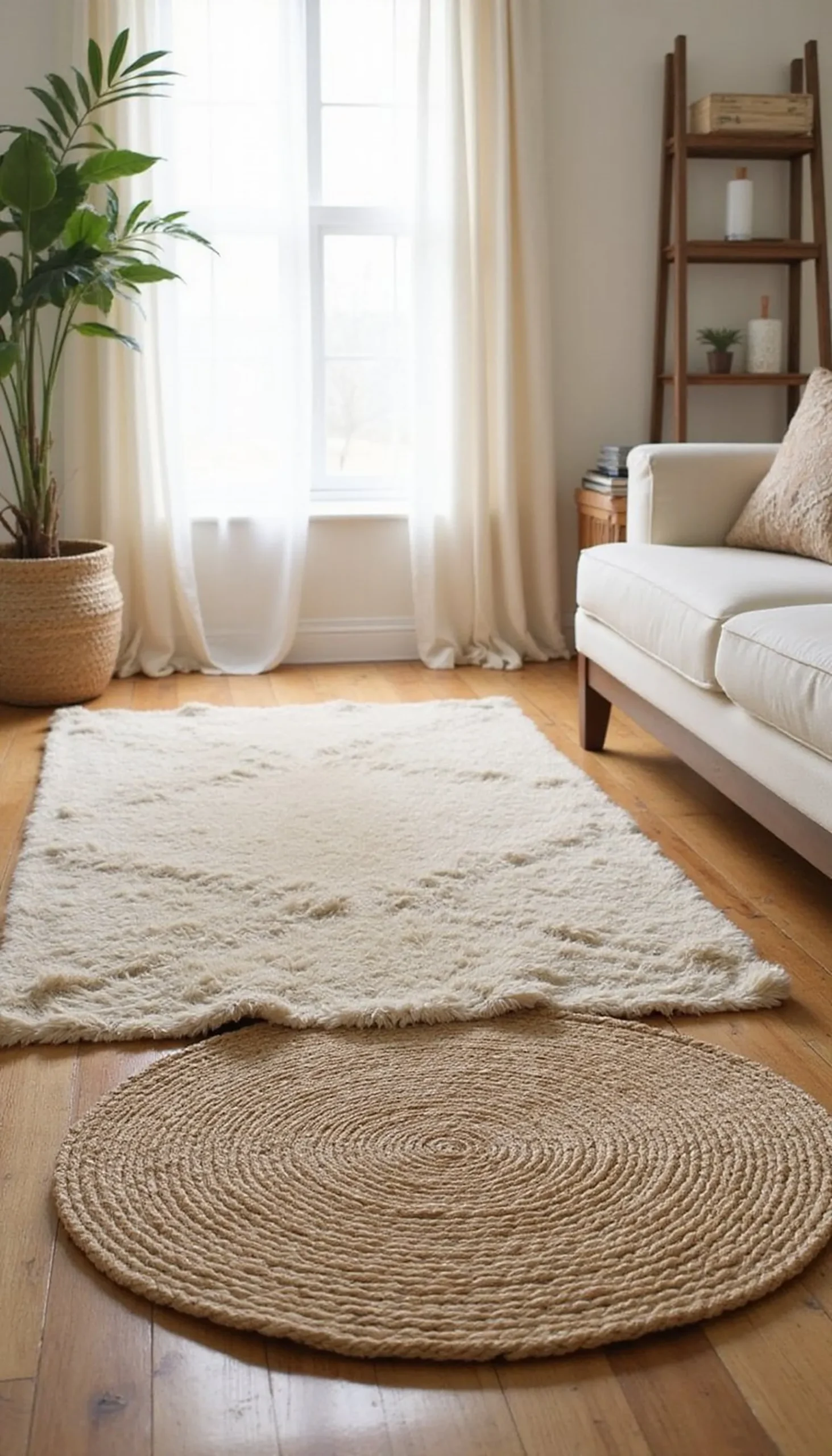 Textured rugs: layer jute, sisal, and wool blends