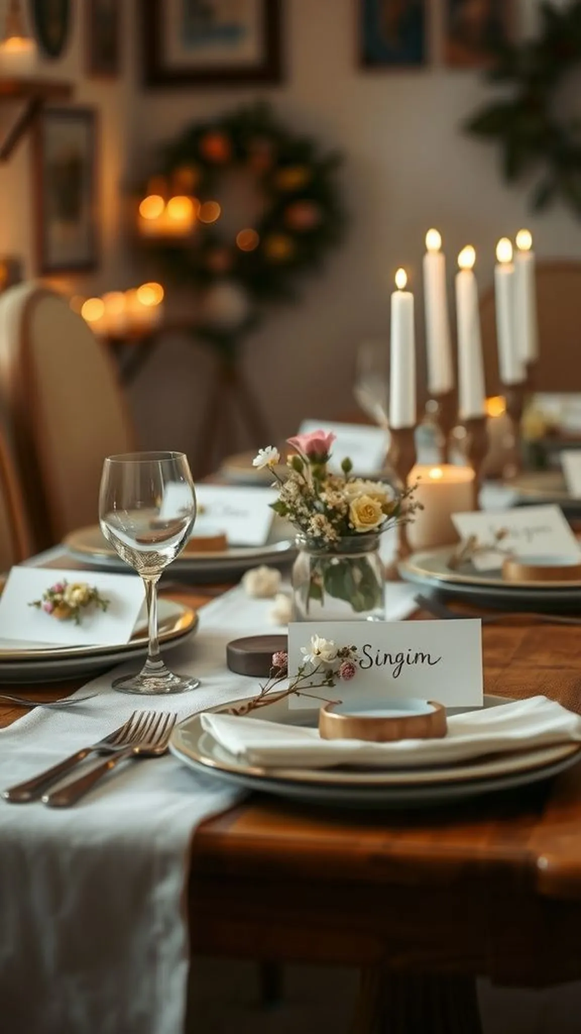 Botanical place cards for intimate gatherings