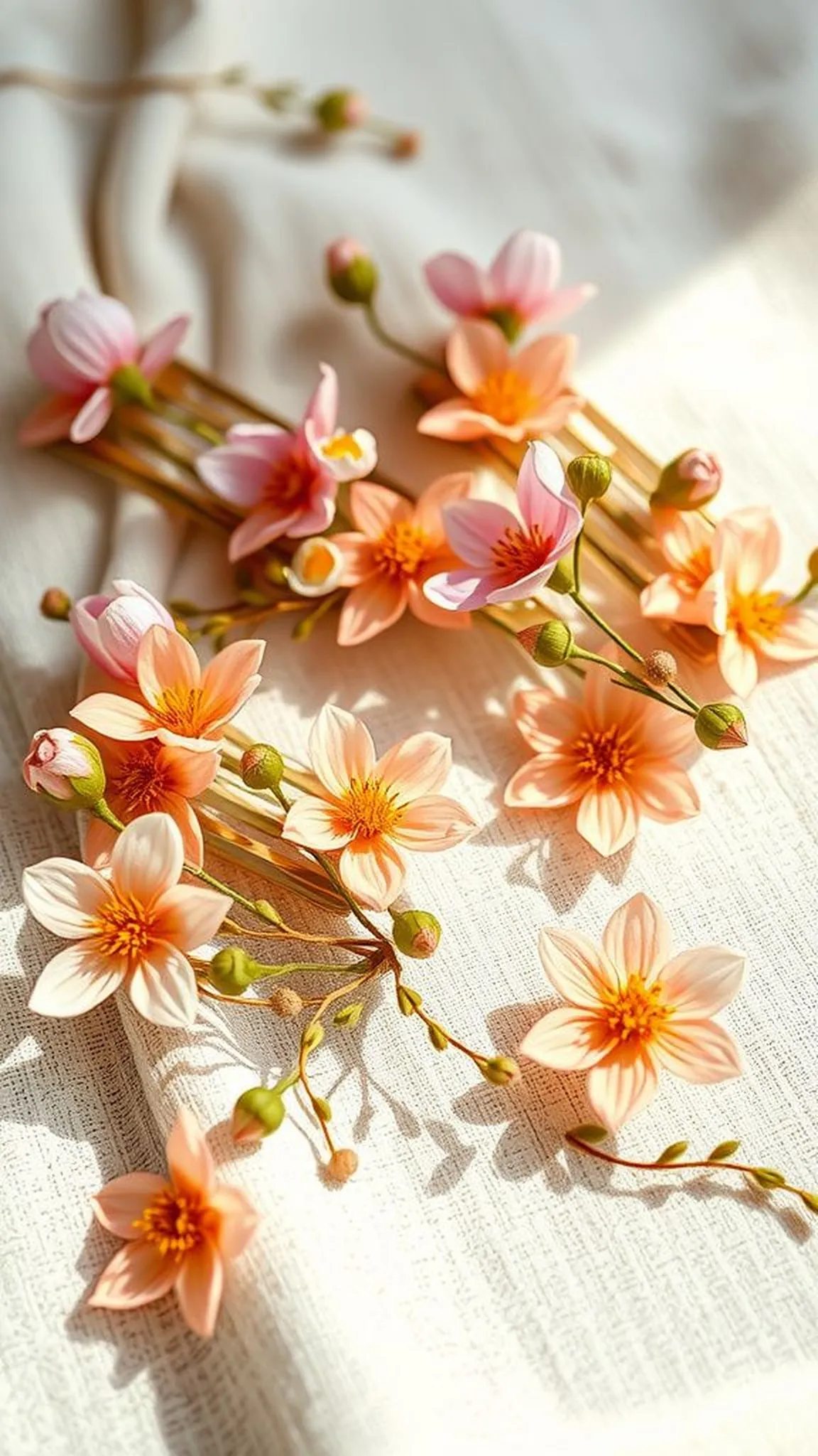 Delicate pressed flower hair clips for spring walks