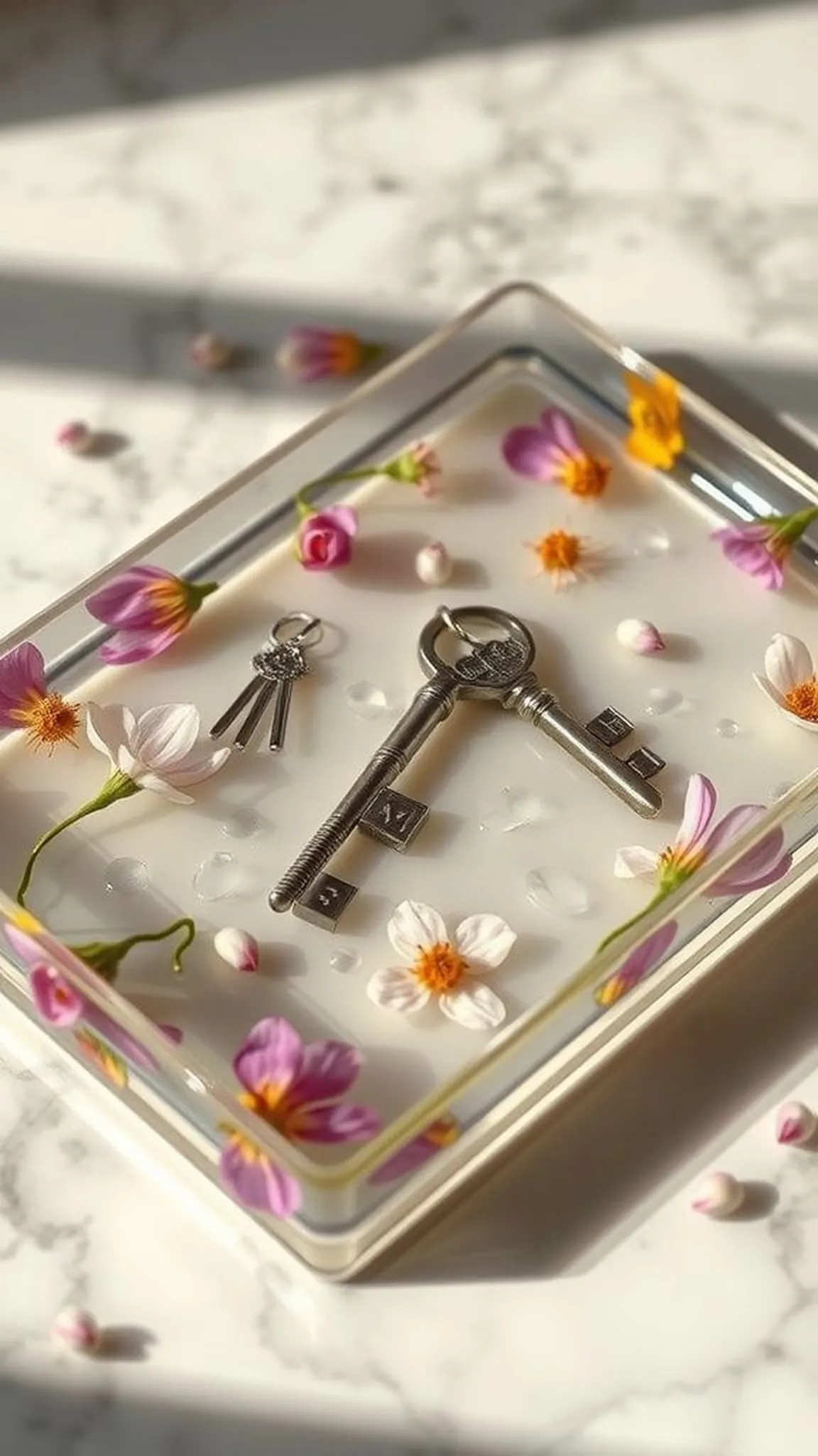 Pressed floral resin trays for little treasures