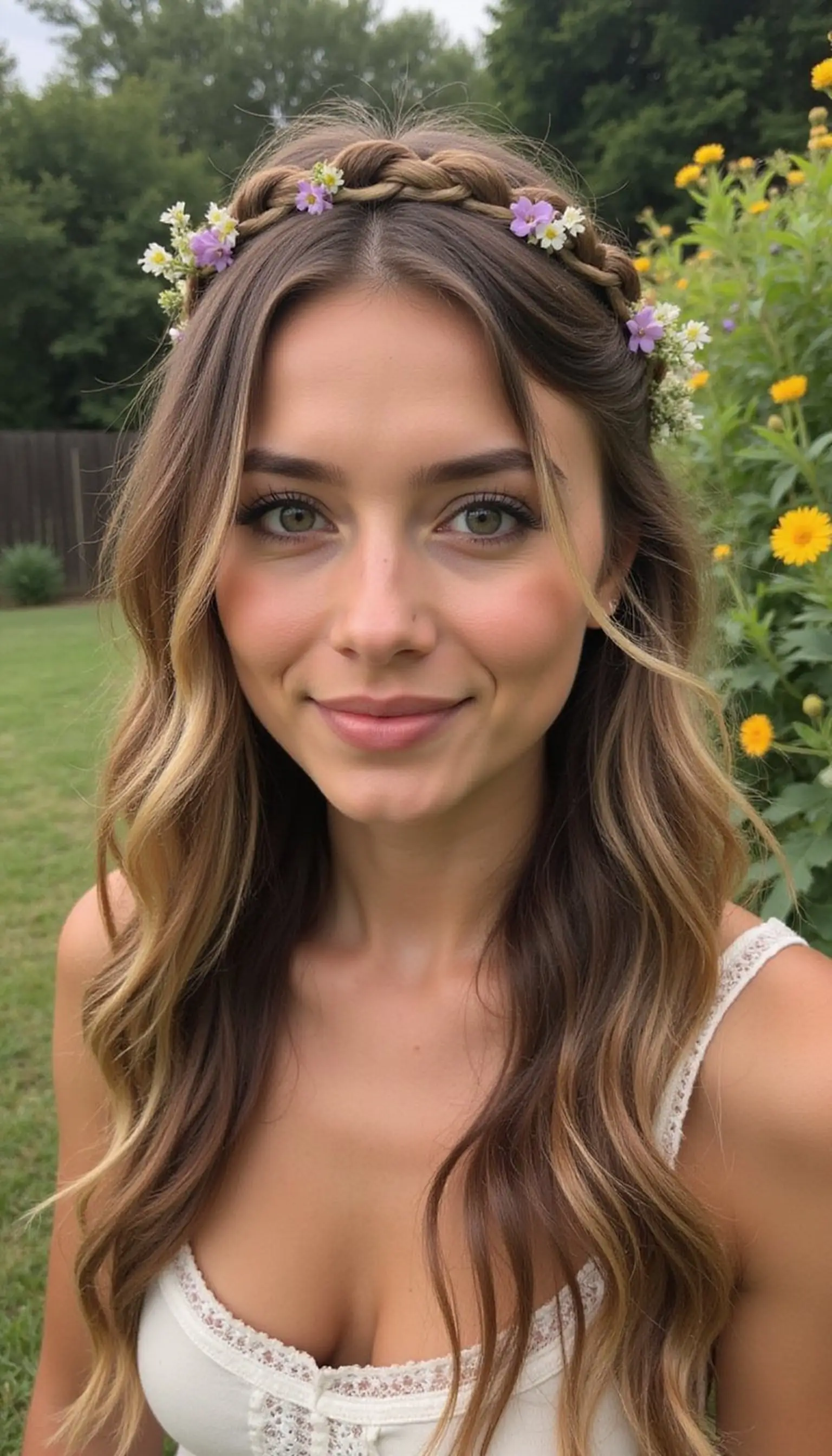 Boho Braided Crown With Floral Accents