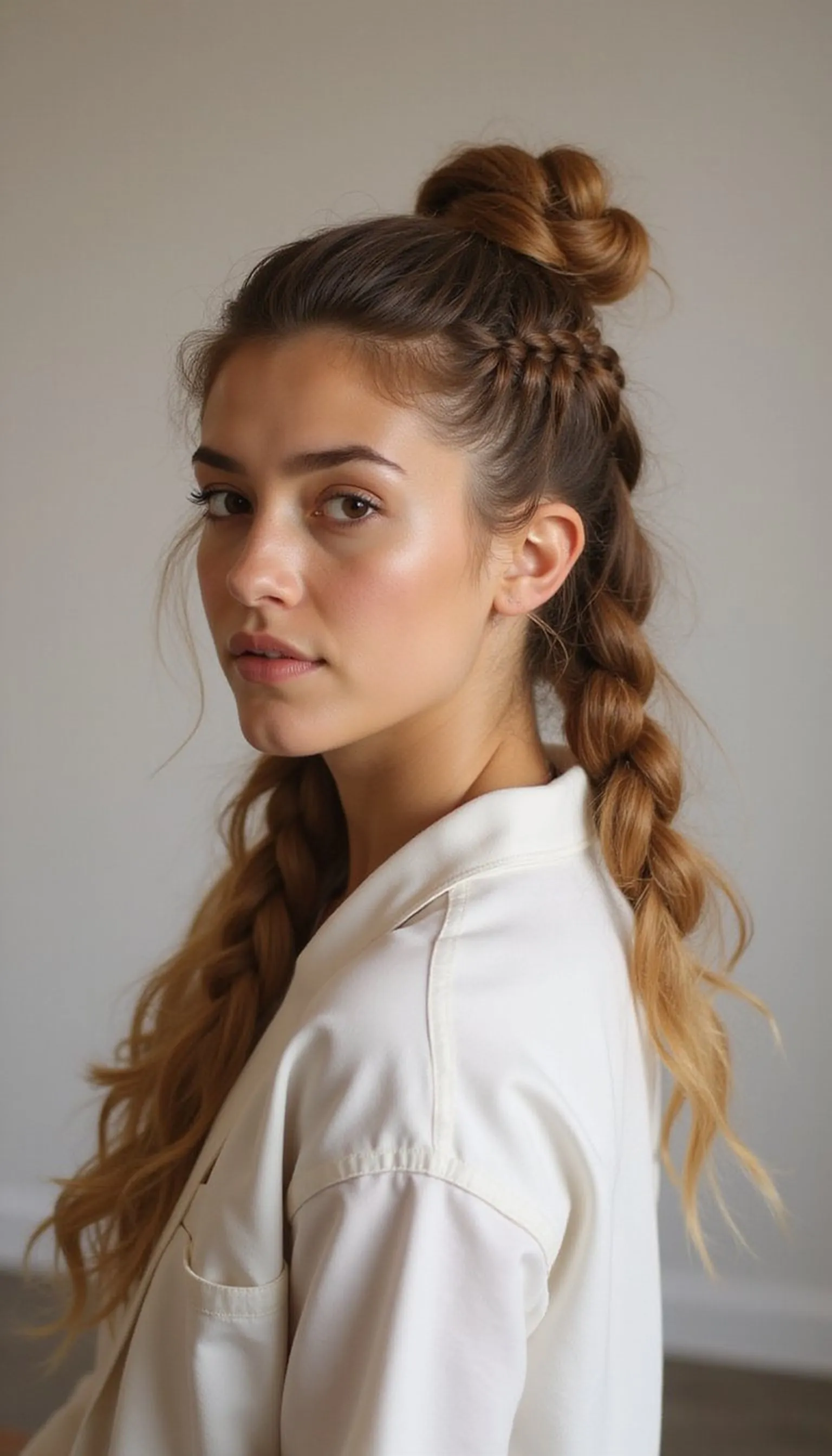 Playful Double Dutch Braids Into Bun