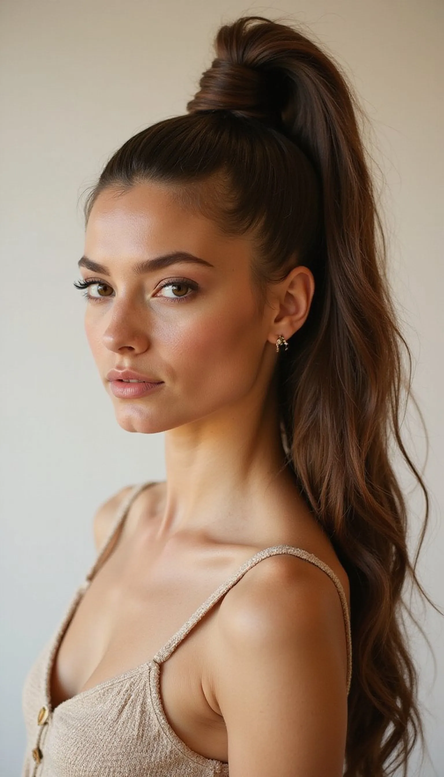 Sleek High Ponytail With Wrapped Base