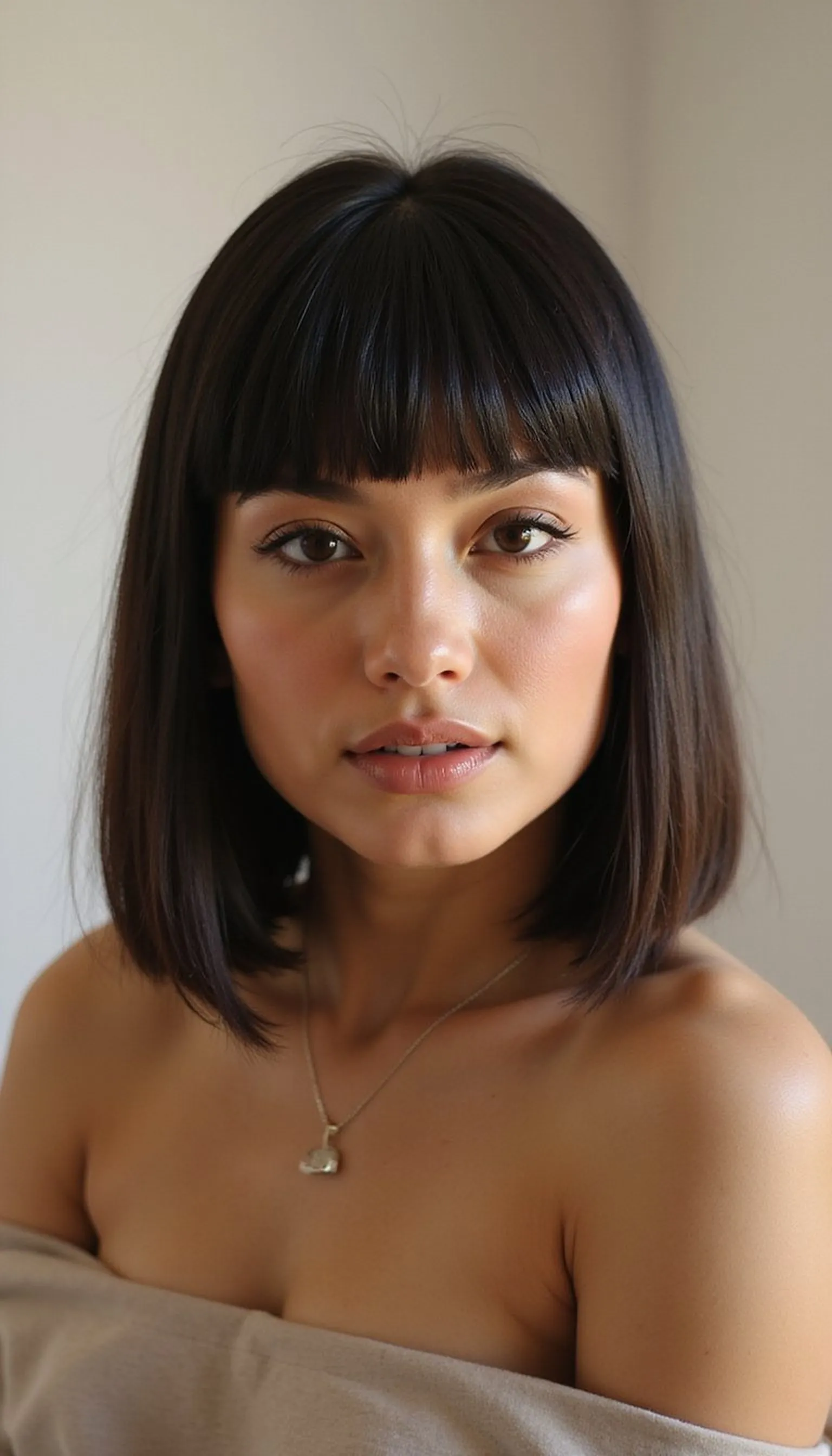 Sleek Middle-Part Straight Lob With Gloss