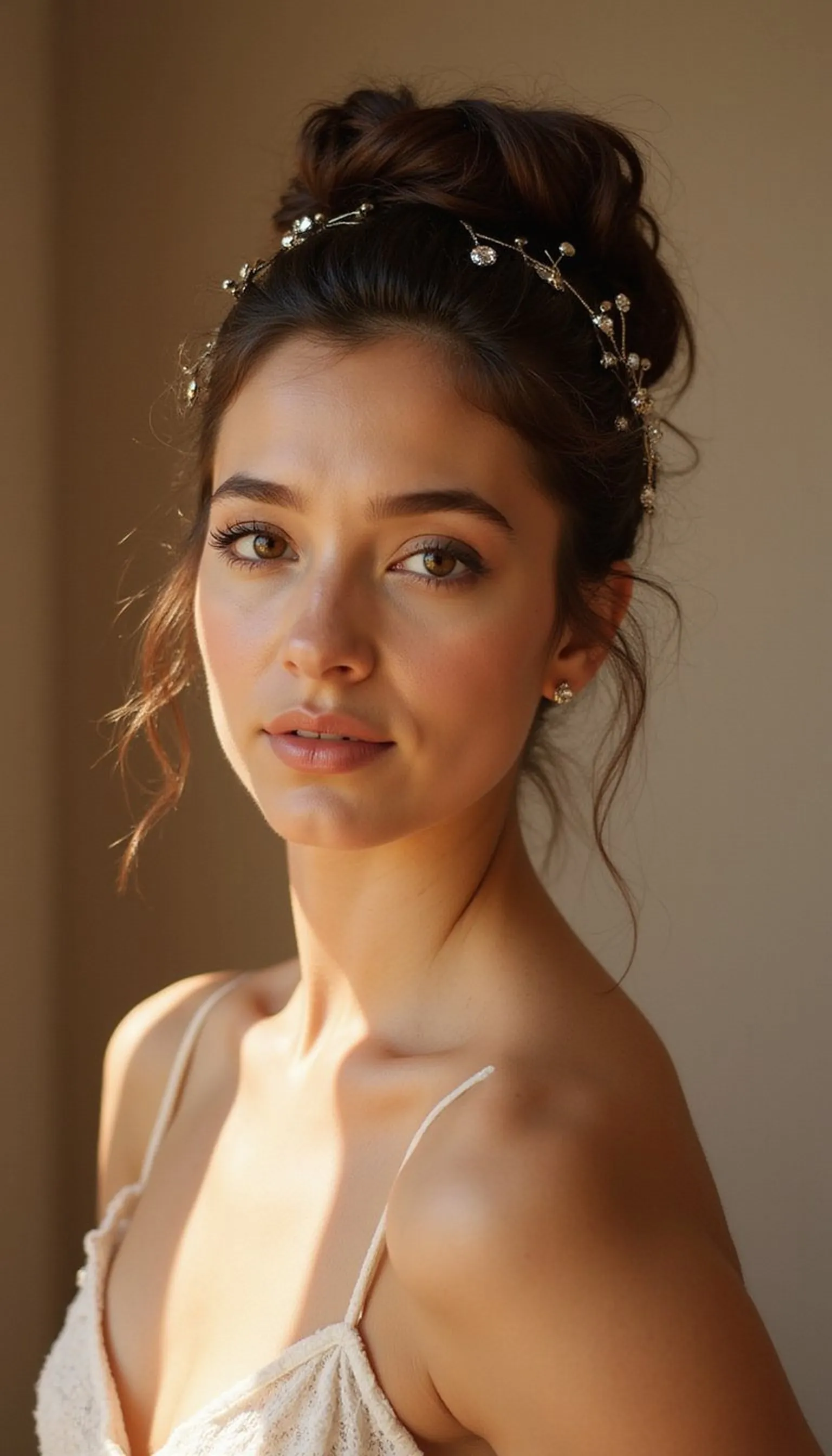 Twisted Halo Updo With Sparkling Pins