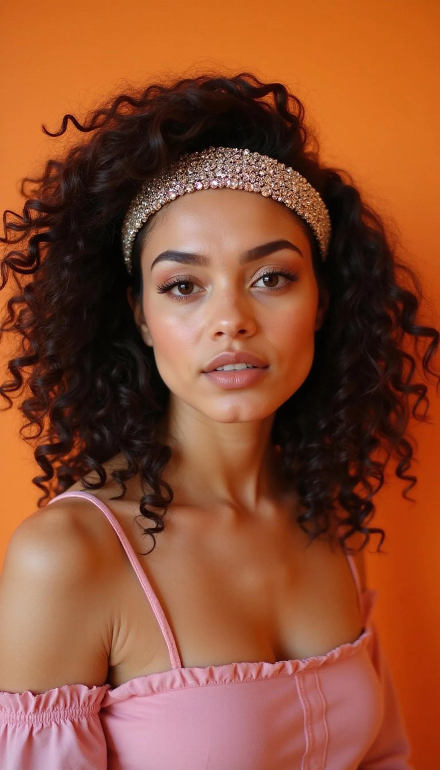 Voluminous Curly Hair With Statement Headband