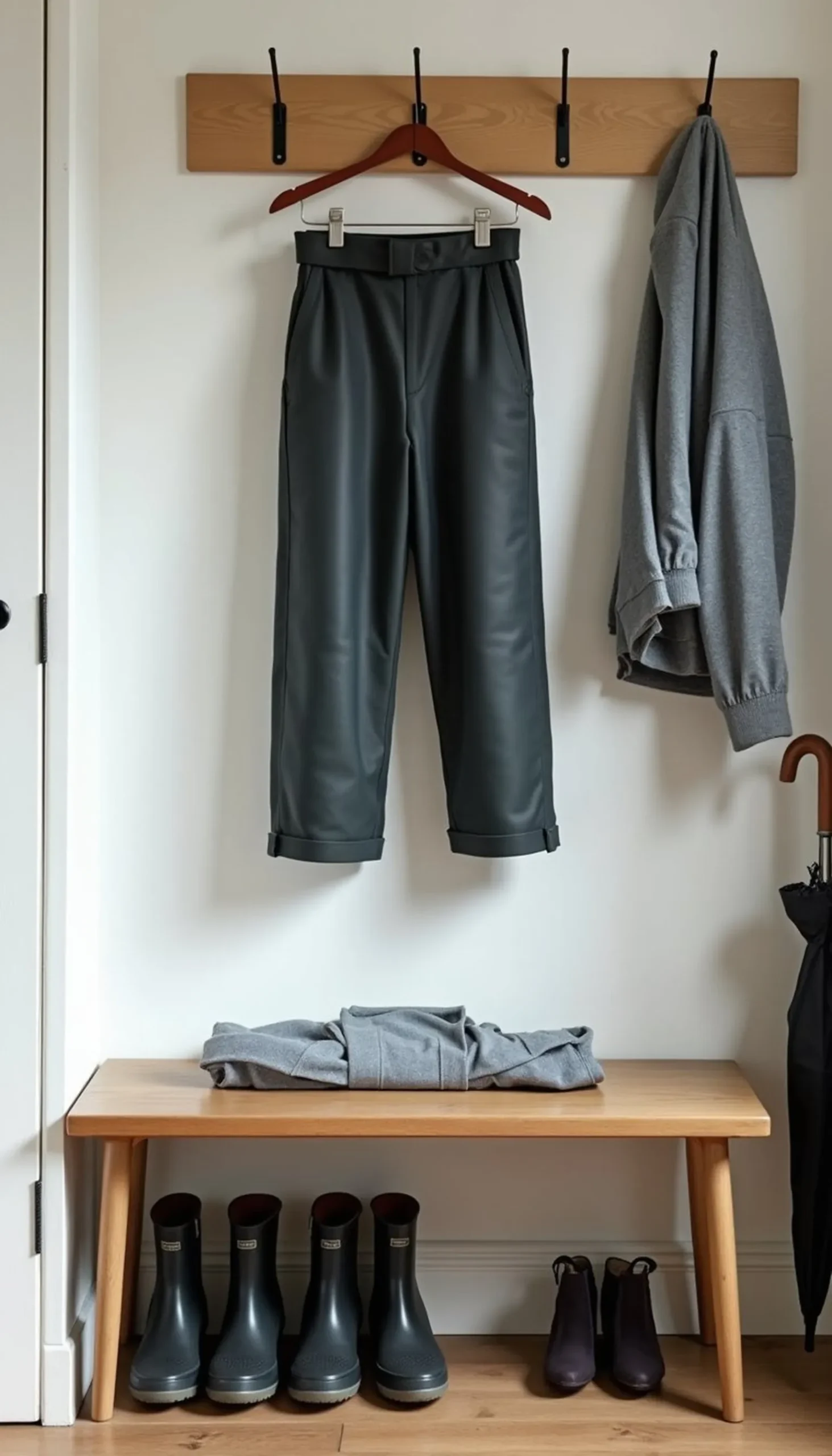 Cropped rain pants with rubber Chelsea boots