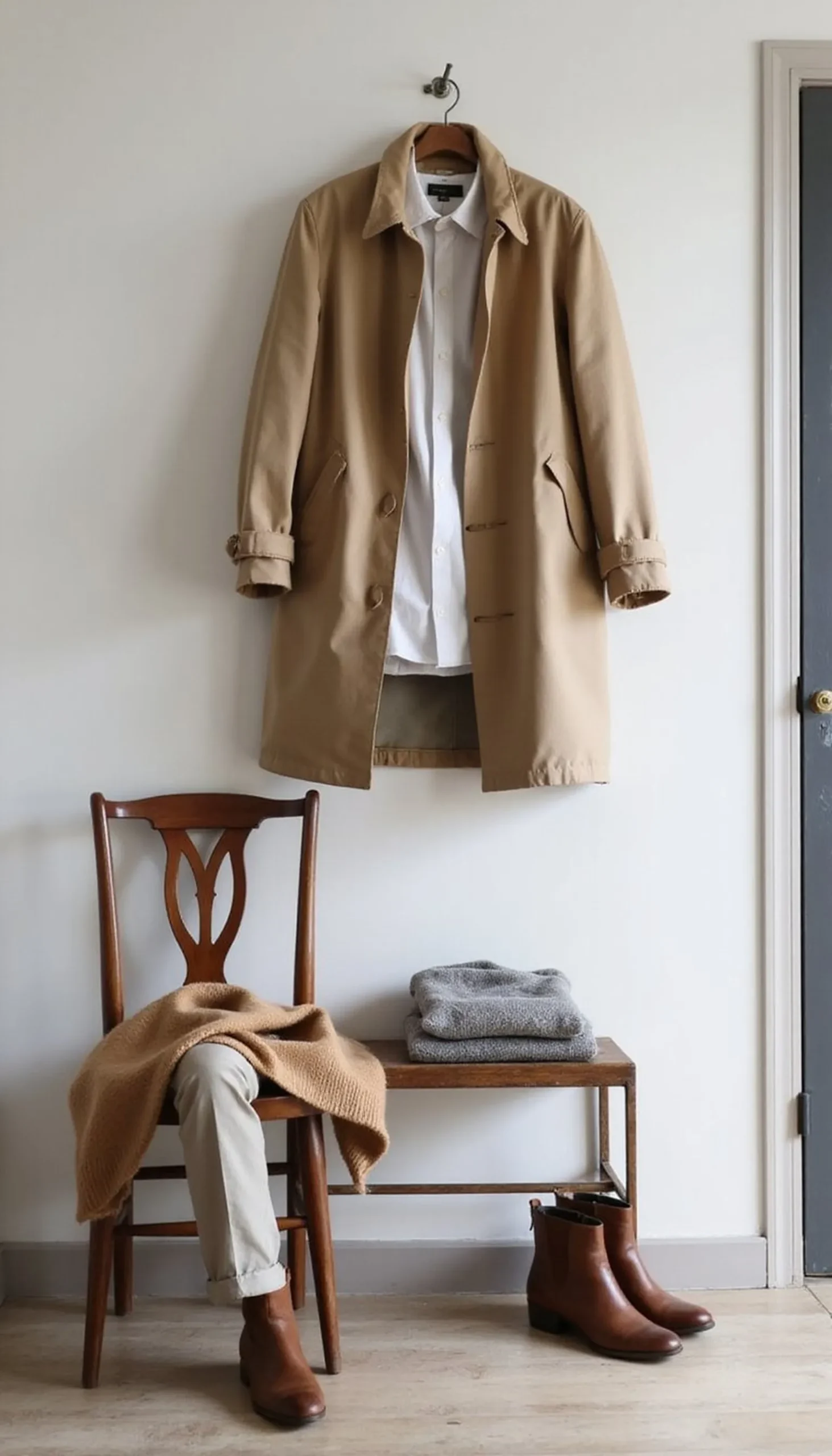 Layered neutrals with a waterproof scarf