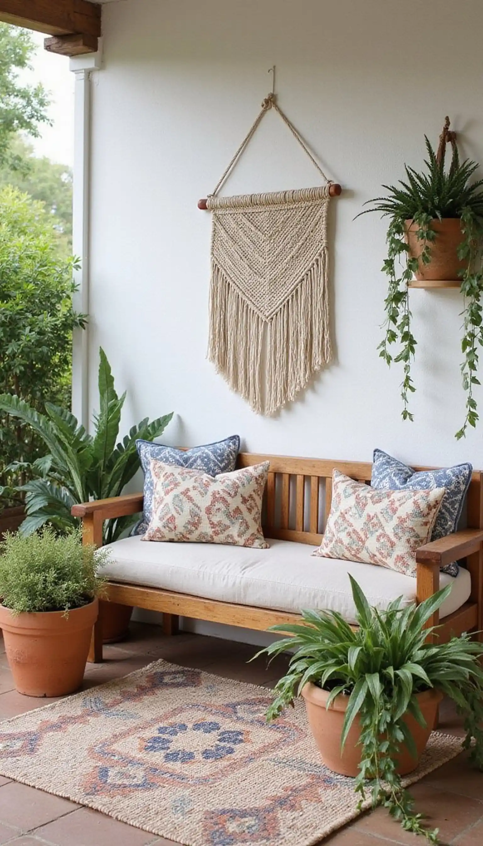 Boho Coastal Corner with Layered Textiles