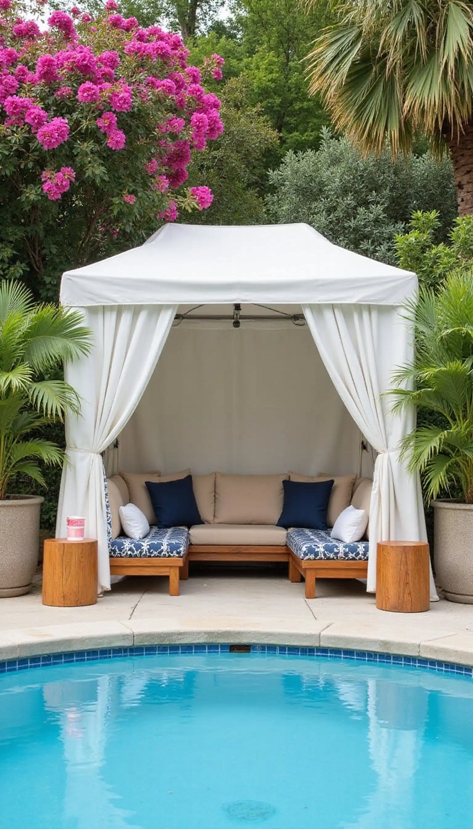 Poolside Cabana Vibes: Daybed and Draped Canopy