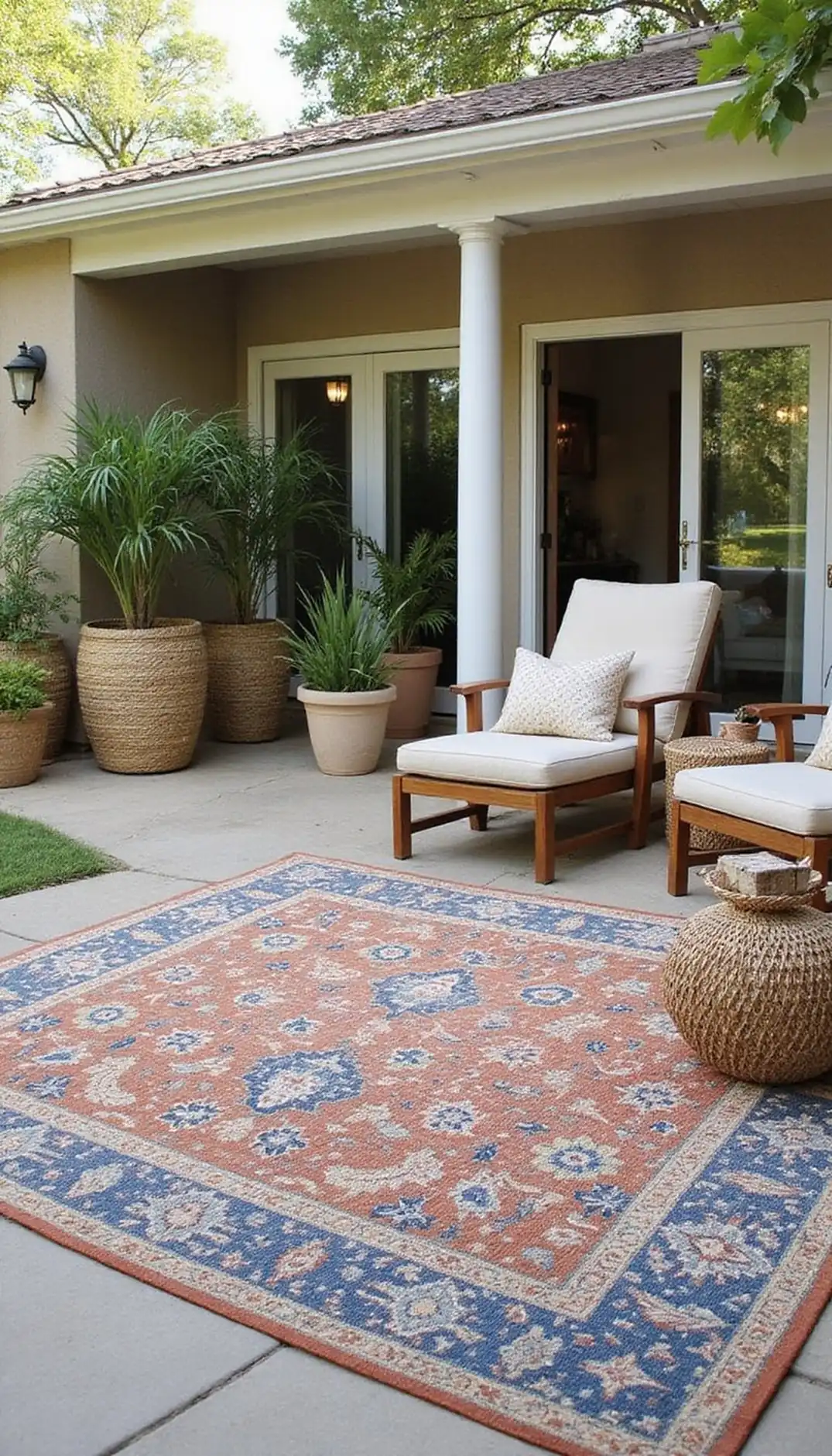 Statement Outdoor Rug to Define the Seating Area