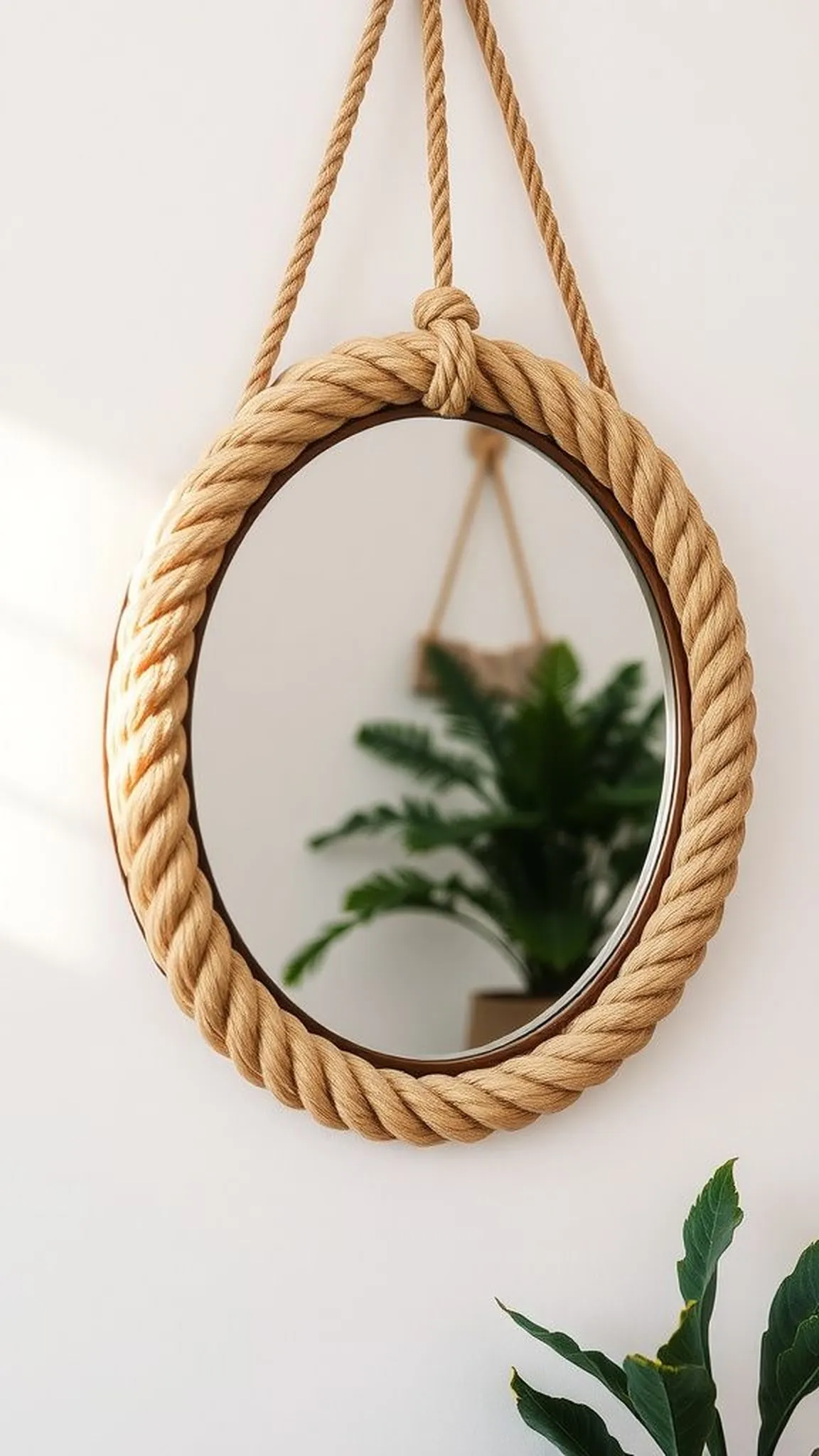 Rope mirror frame that echoes coastal cottages