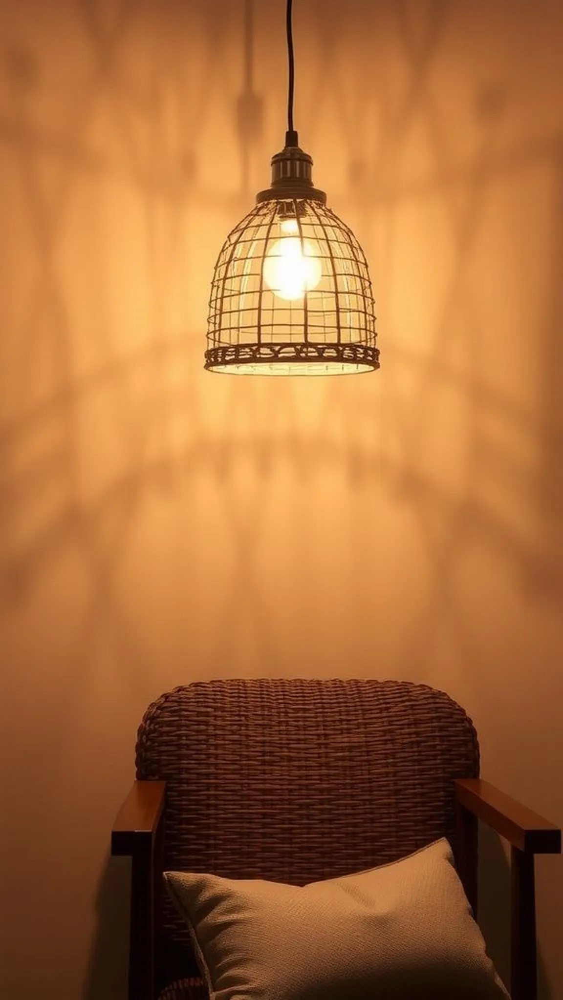 Twine pendant lamps with soft shadow patterns