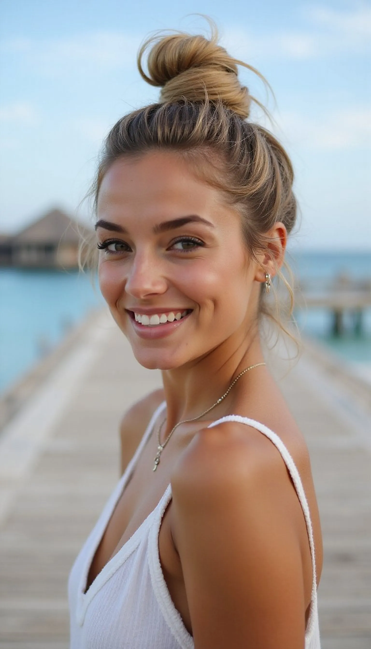 Effortless Top Knot With Soft Face-Framing Pieces