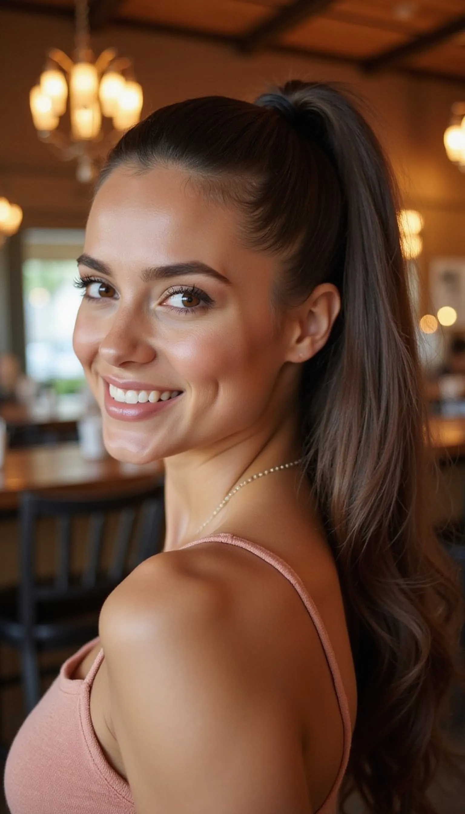 High Slicked Ponytail For Sun-Soaked Cocktail Hour