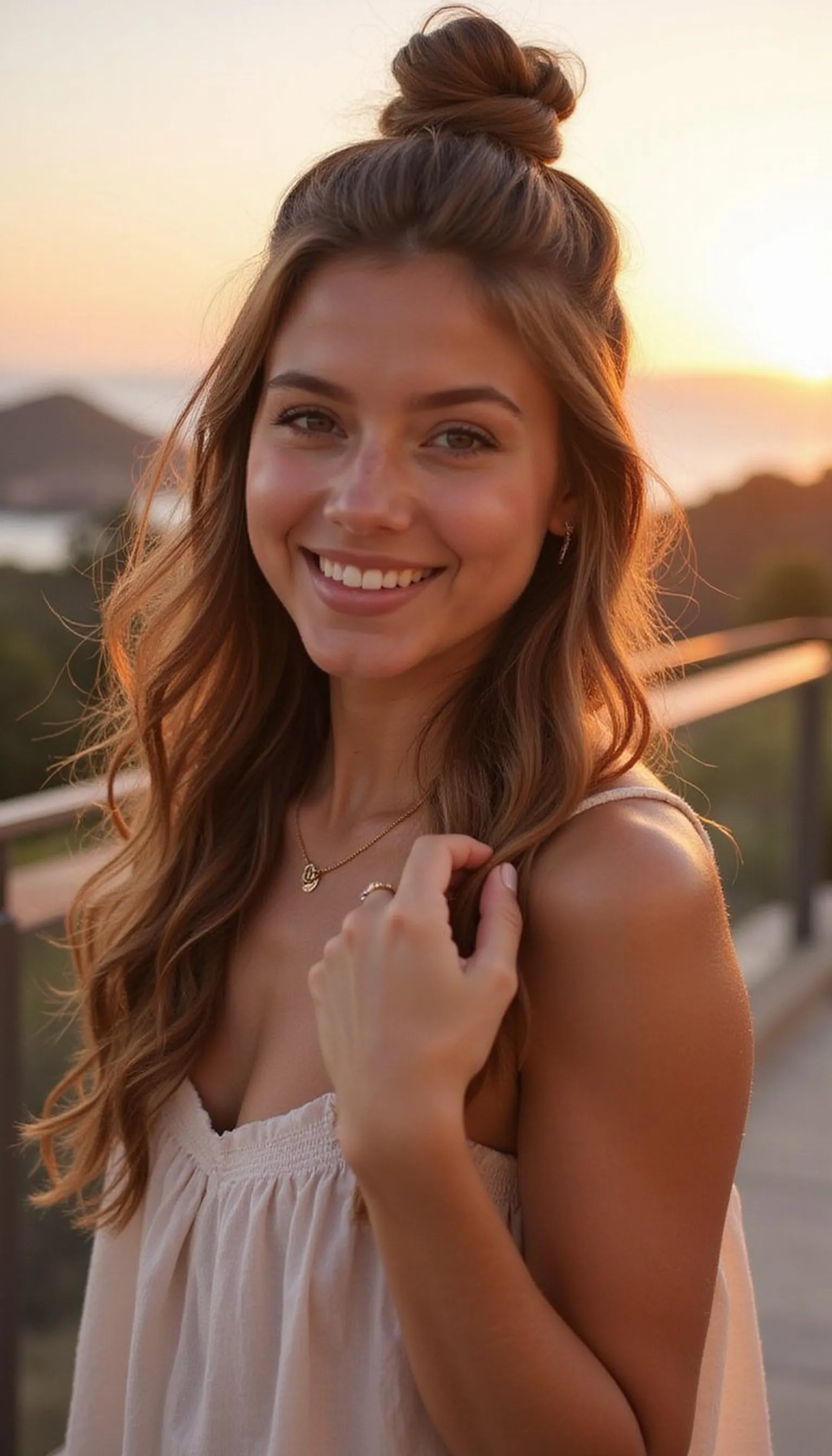 Twisted Half-Up Knot For Sunset Dinner Comfort