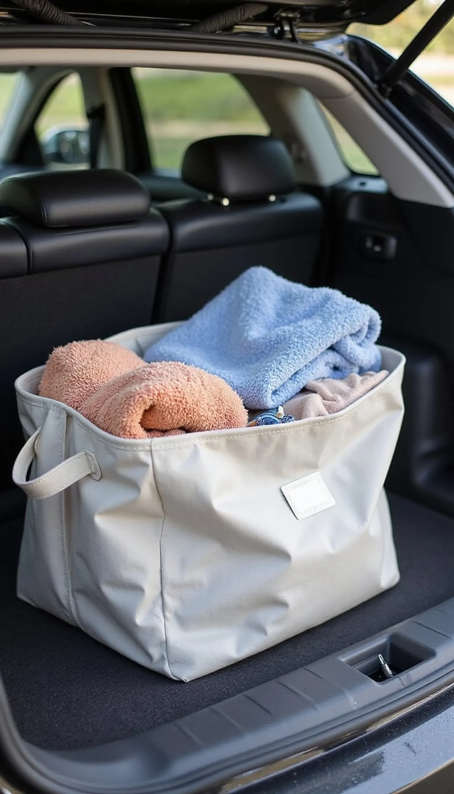 Foldable laundry bag for sandy swimsuits