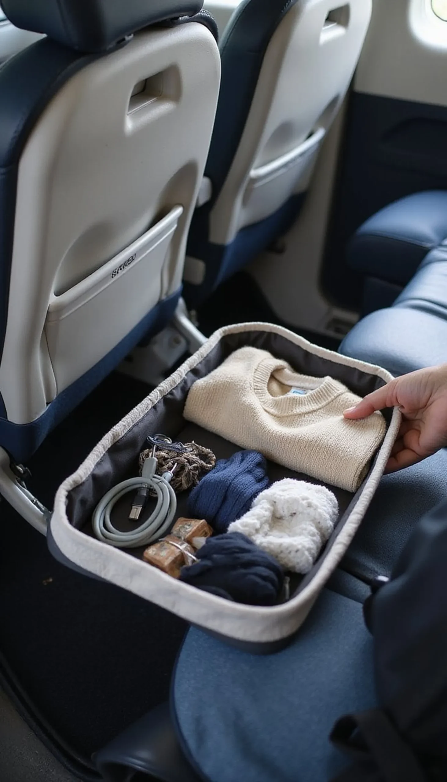 Under-seat storage bins keep things hidden