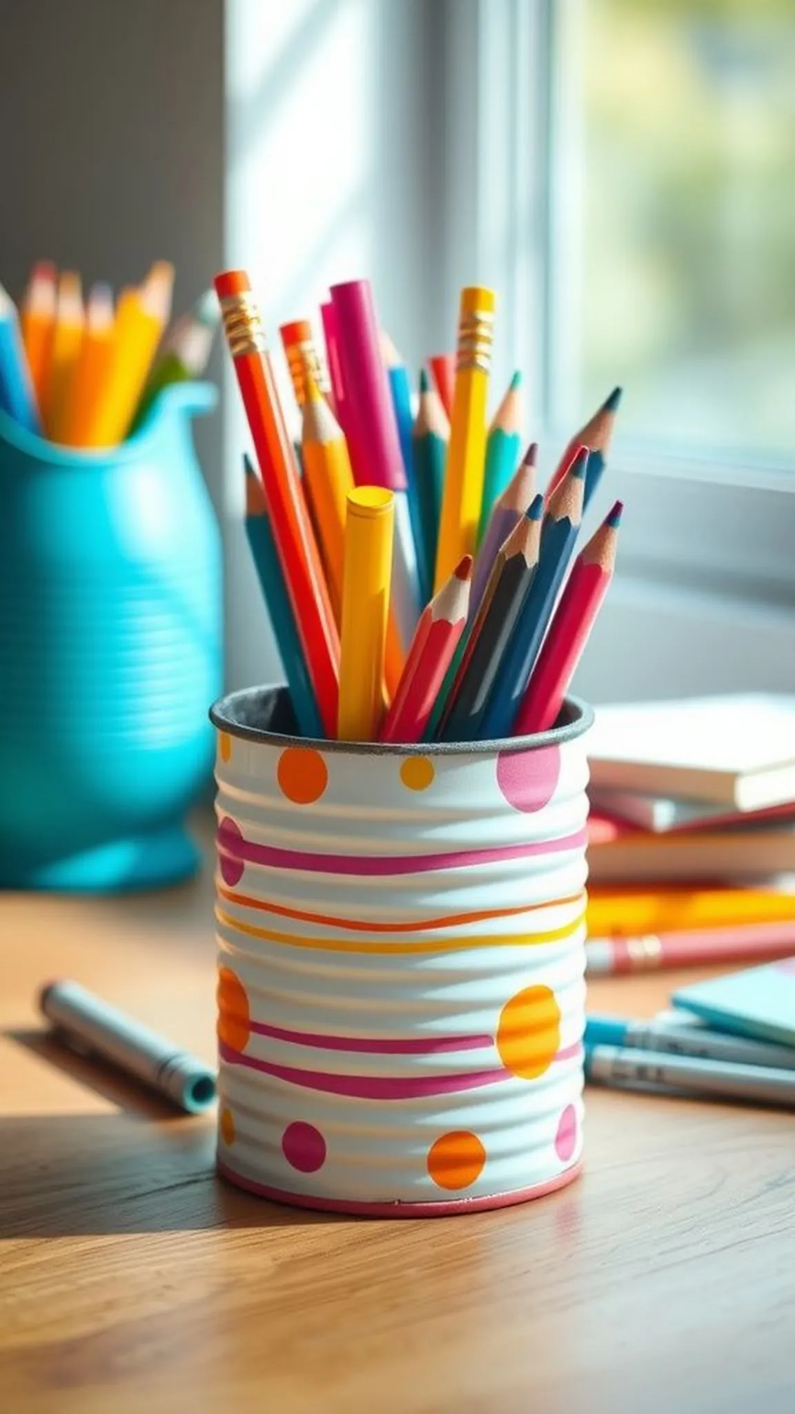 Custom Pencil Holder from Painted Tin Can