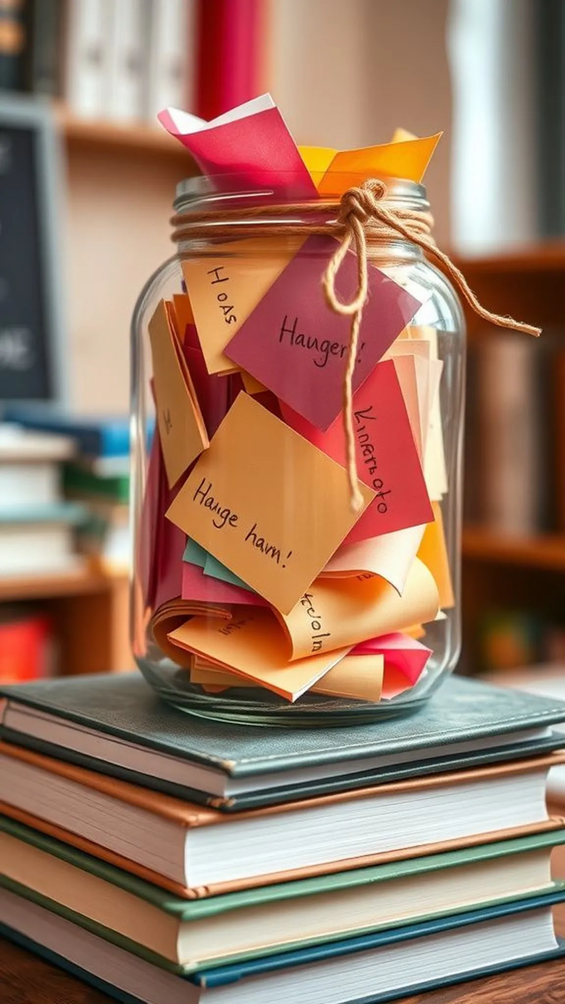 Gratitude Jar of Handwritten Notes and Memories