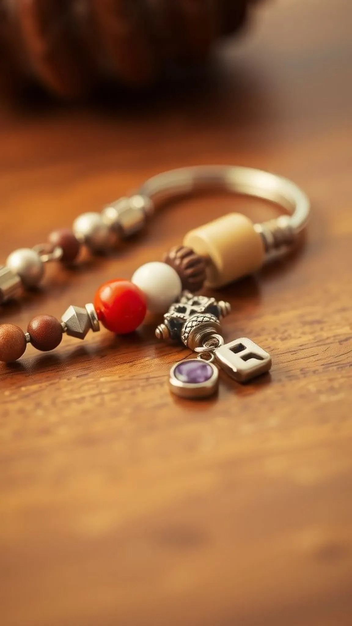 Personalized Beaded Keychain with Initial Charm